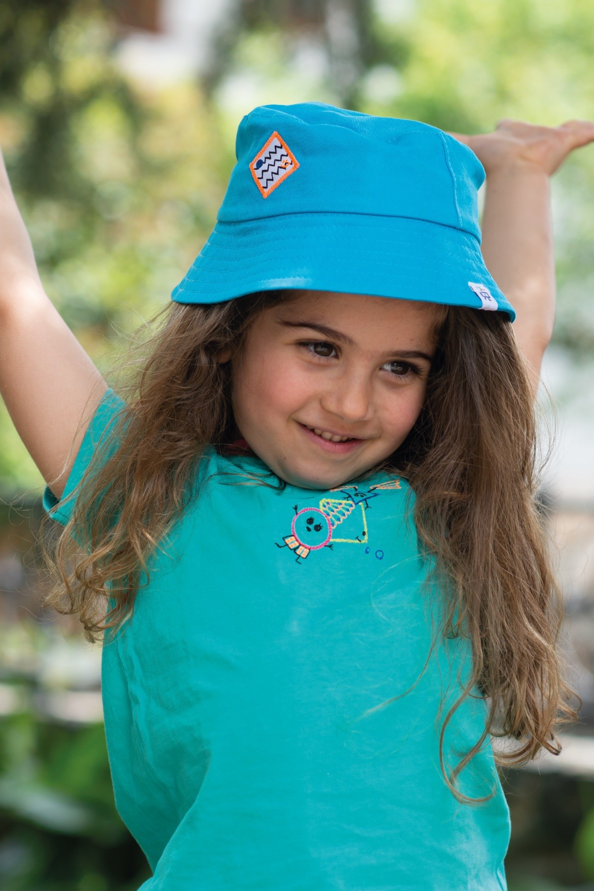 Happy Face Bucket Hat - Blue / 52 Cm