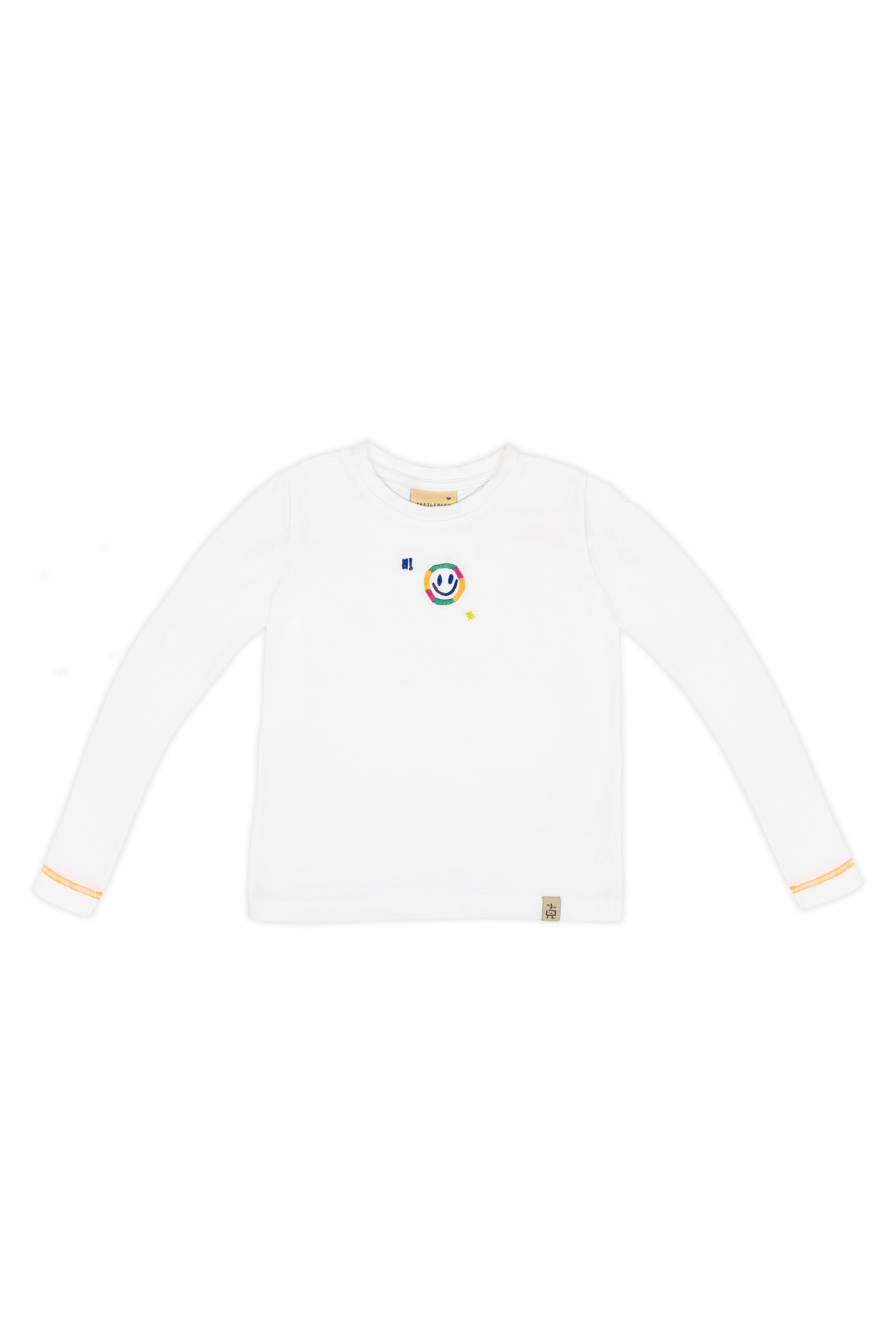 Hi Smiley Uzun Kollu T-Shirt - Beyaz