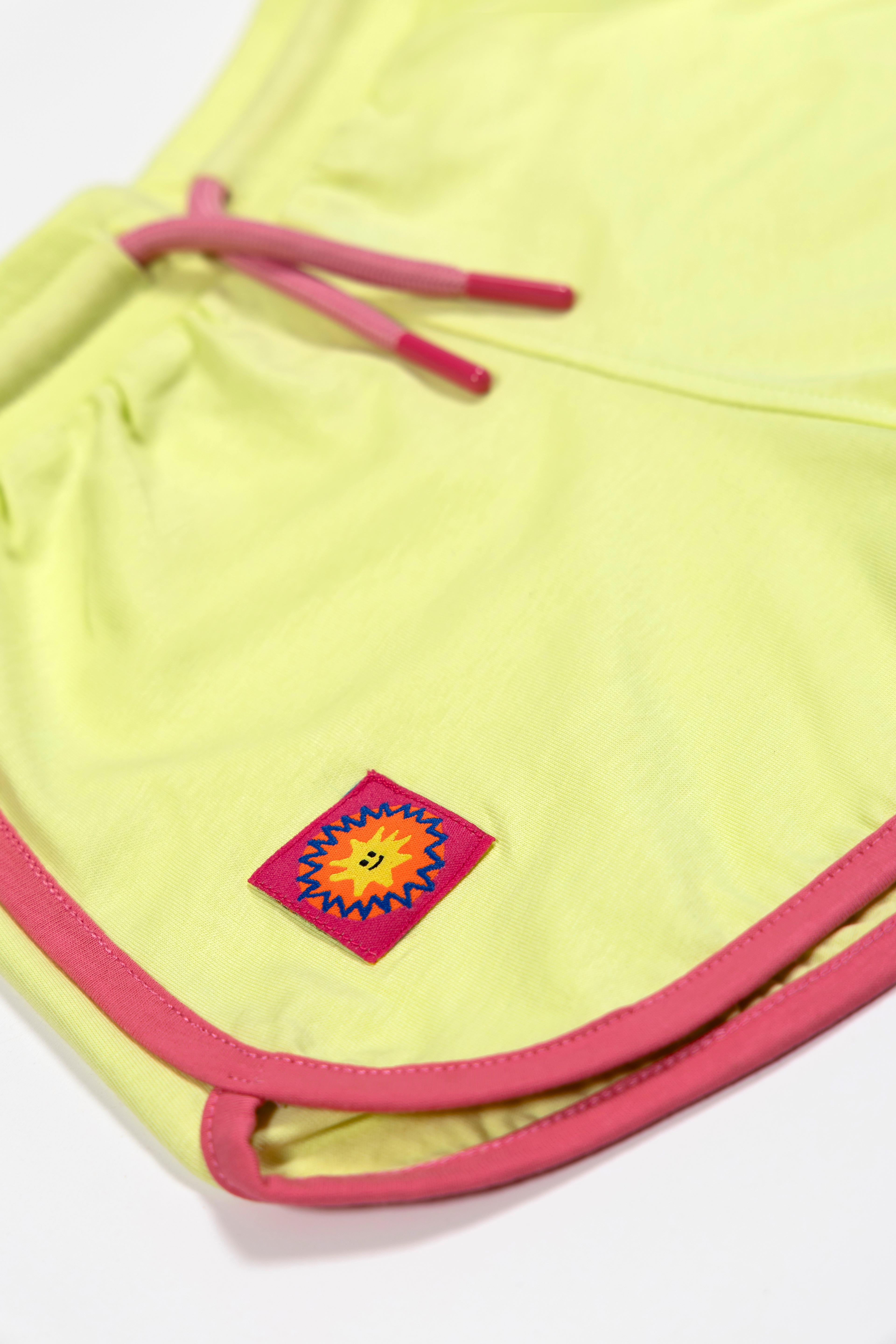 Retro Shorts - Lime with Pink Trim