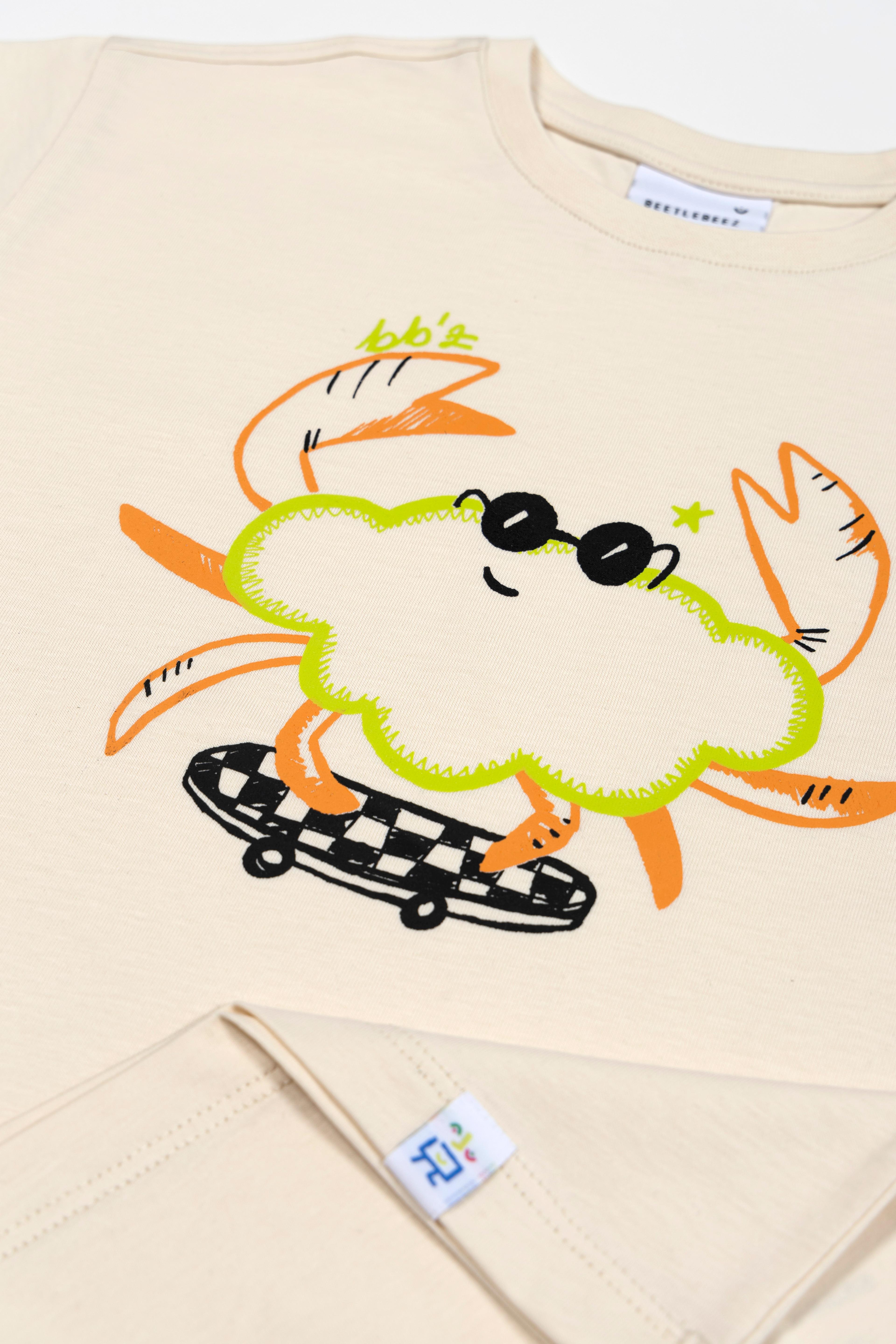 Cool Funny Crab Oversize T-Shirt_Ecru