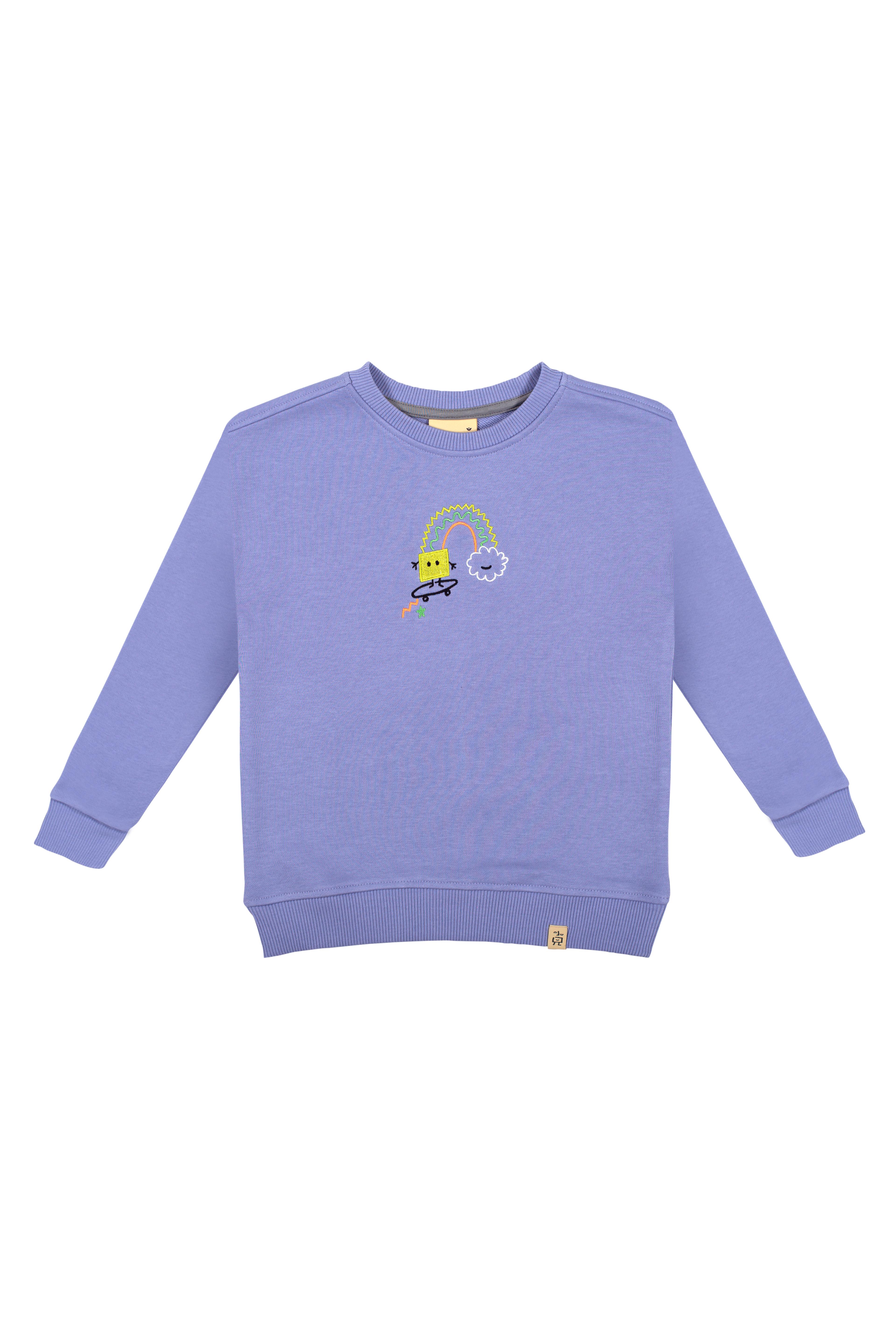 Square With Cloud Sweatshirt Pair - Lilac/Purple (Striped Cord)