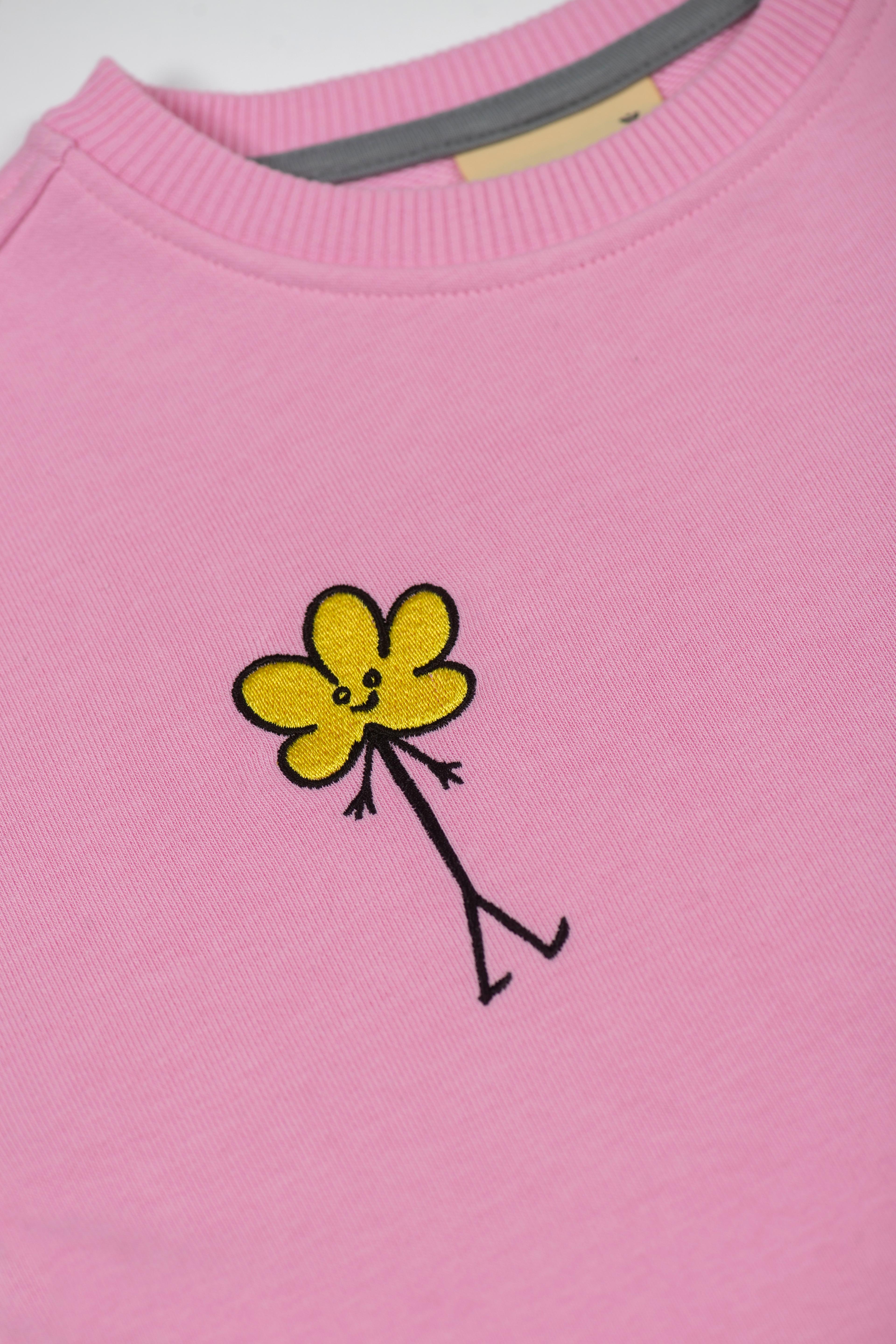 Flower Man With Square Sweatshirt Pair - Pink (Lime Cord)