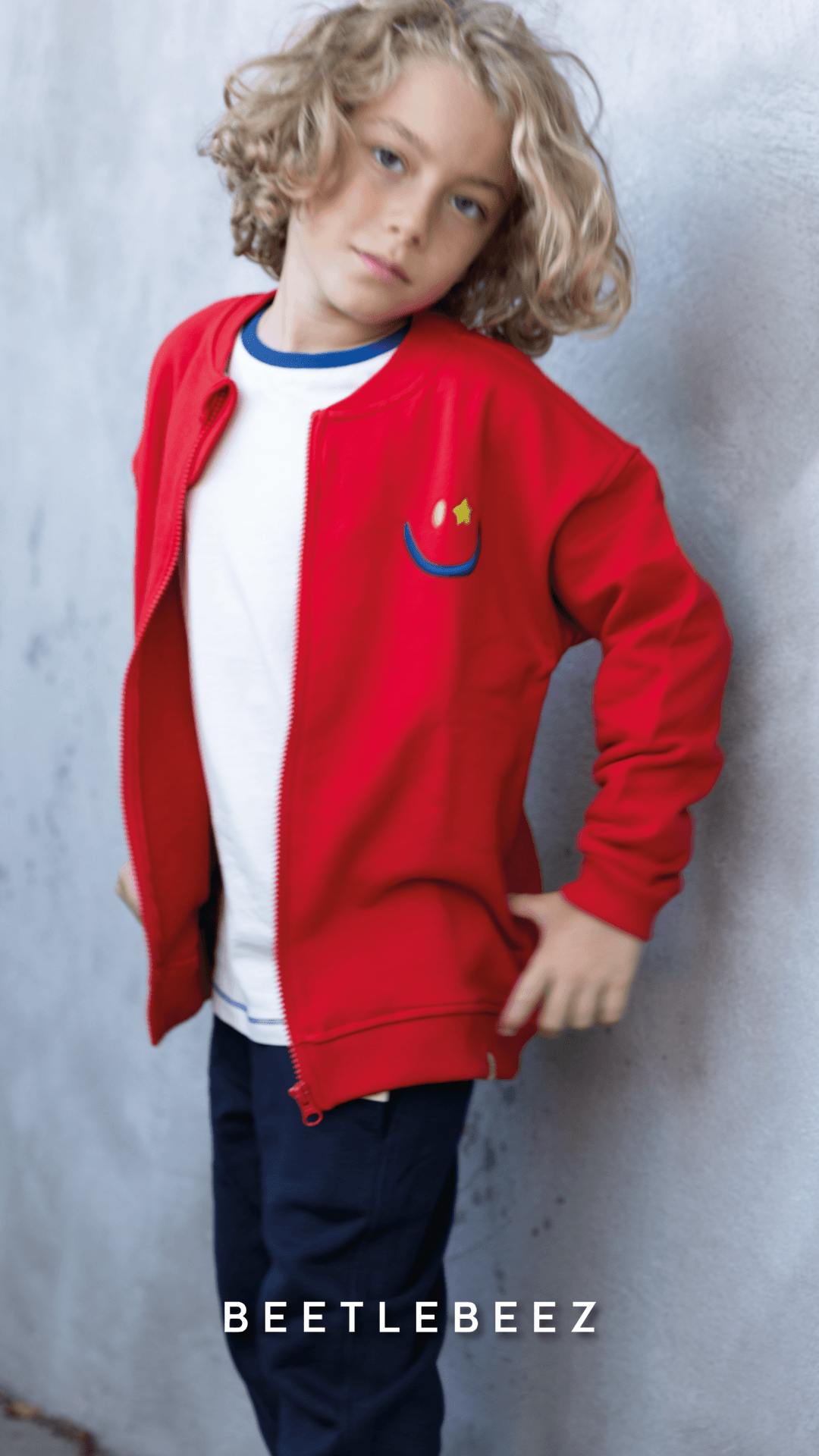 Giggle Zipped Sweatshirt - Red