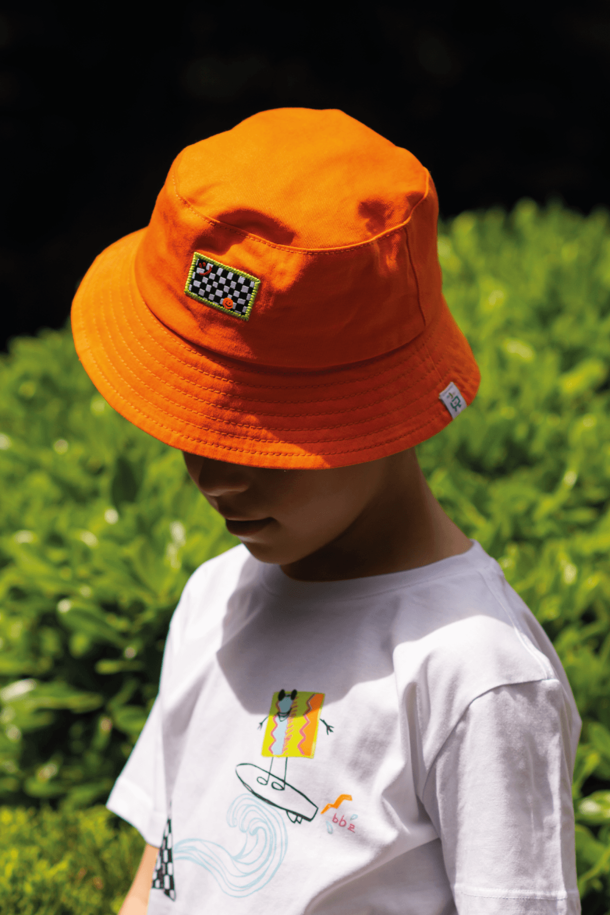 Happy Face Bucket Hat - Orange  / 56 Cm