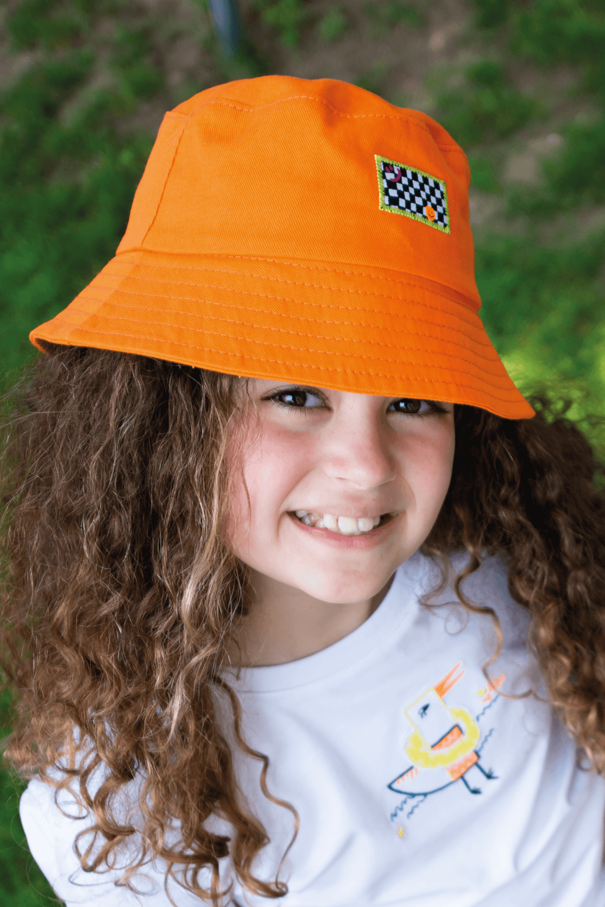 Happy Face Bucket Hat - Orange  / 56 Cm