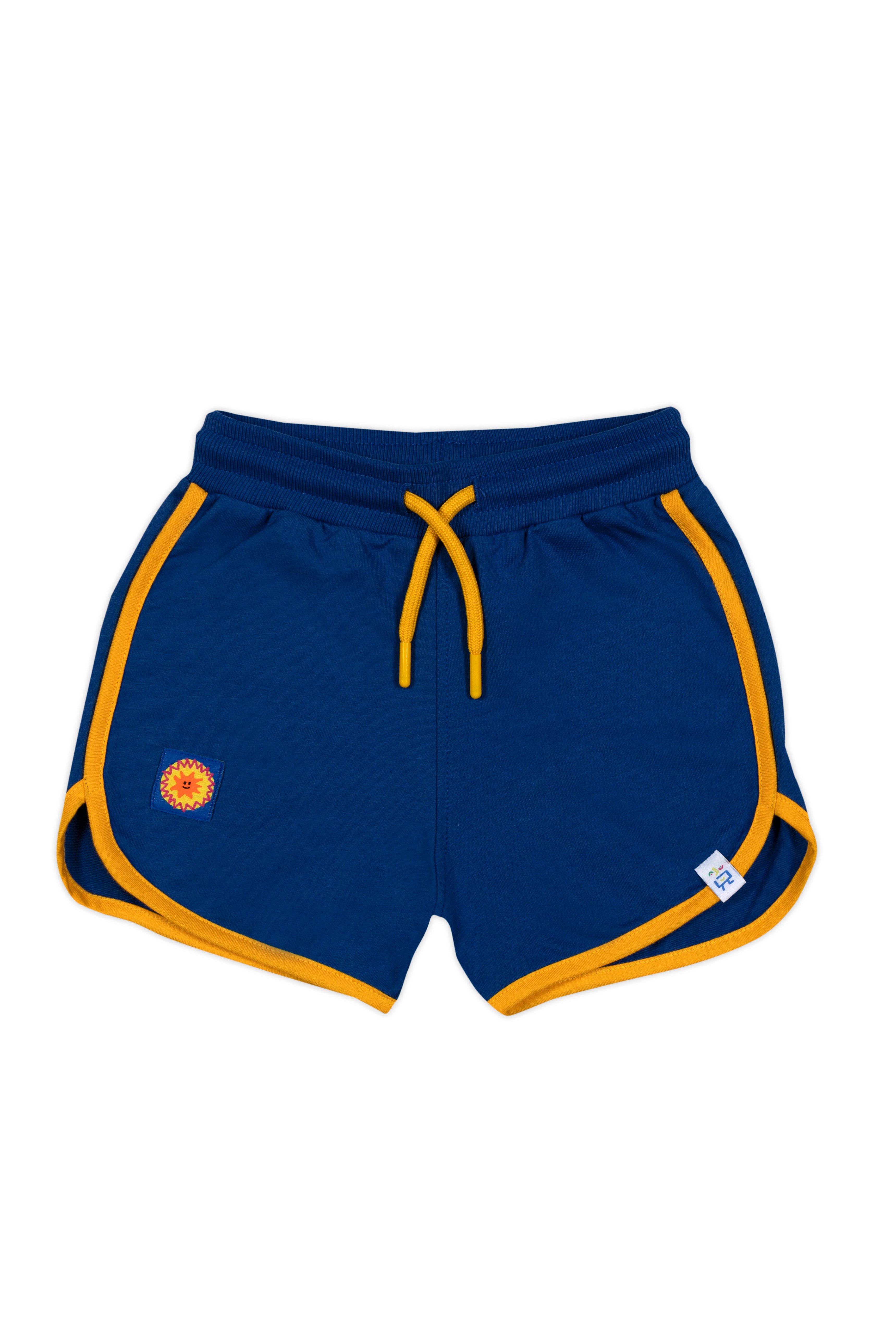 Retro Shorts - Navy Blue with Orange Trim