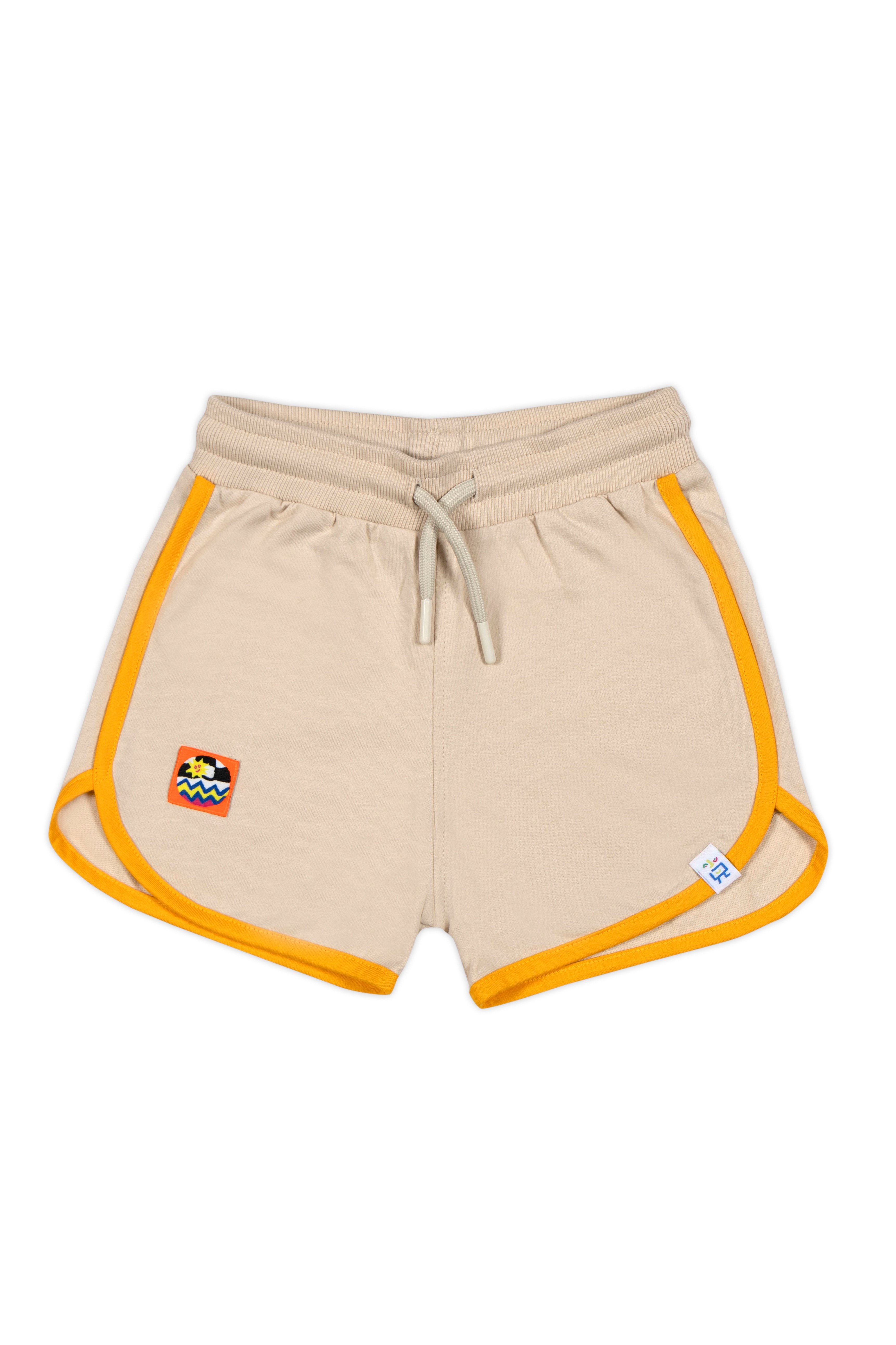 Retro Shorts - Beige with Orange Trim