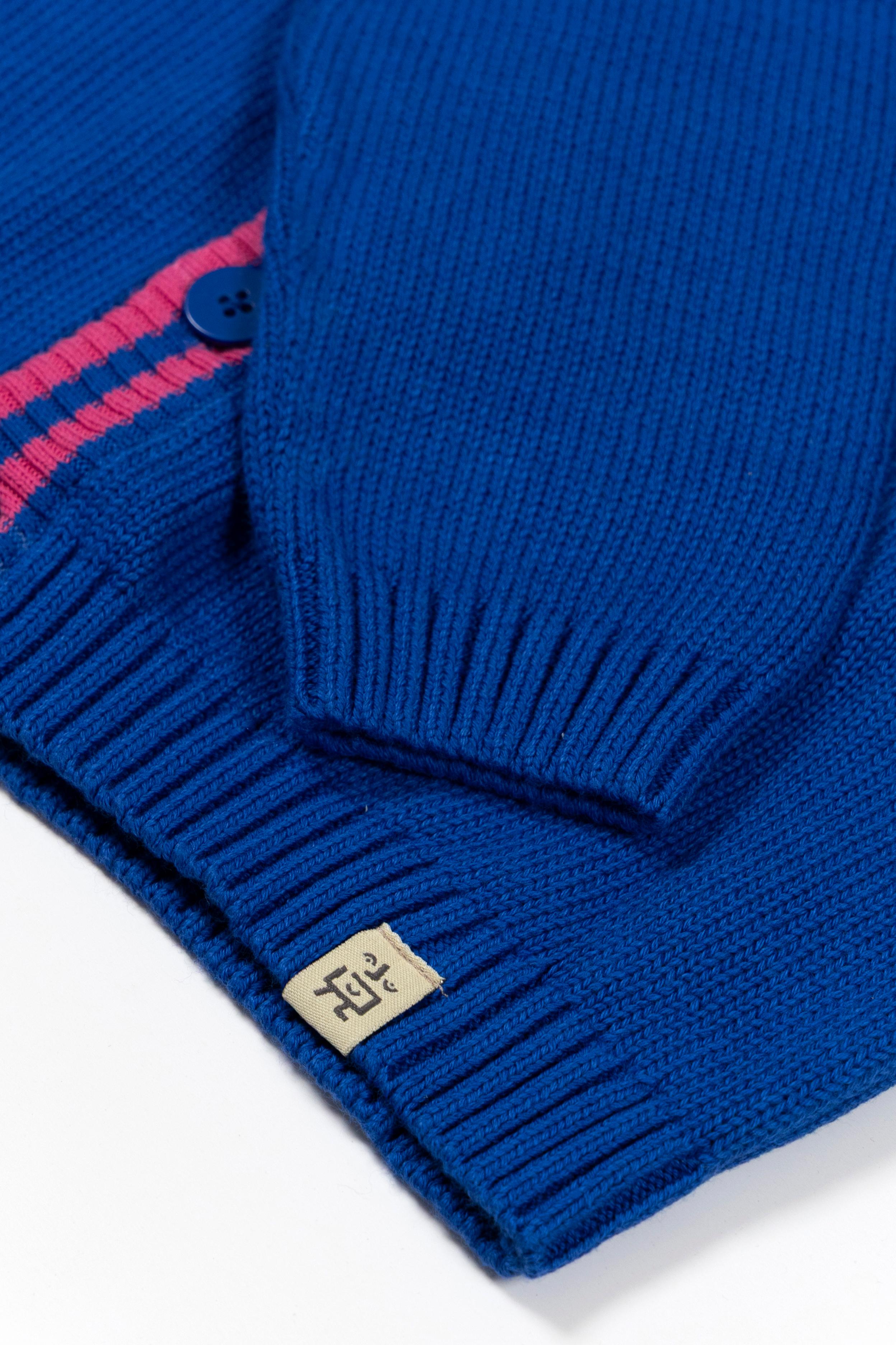 Stripes Triko Ceket - Mavi - Pembe&Lime Biyeli