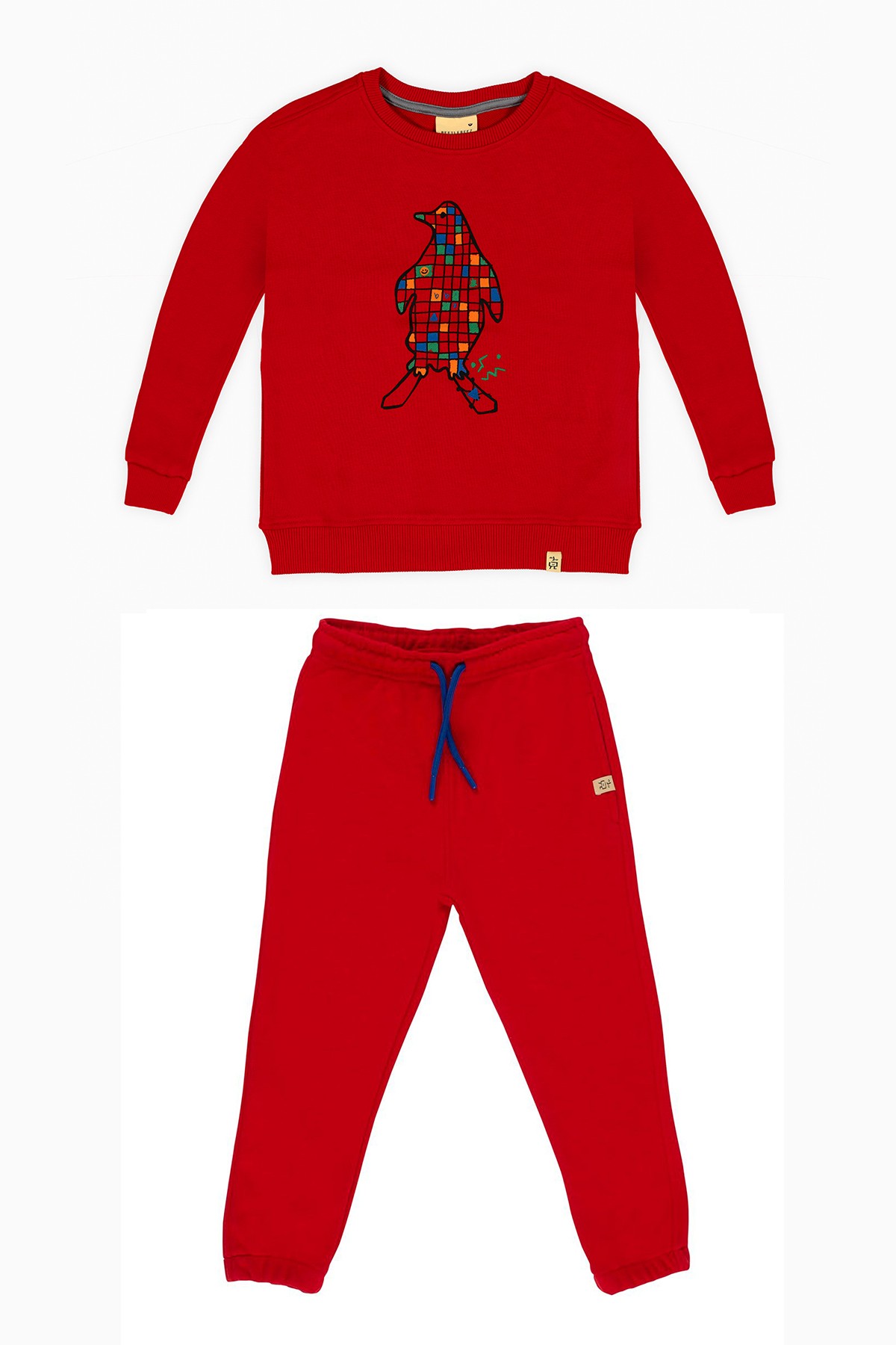 Penguin Ride Jogger Set - Red