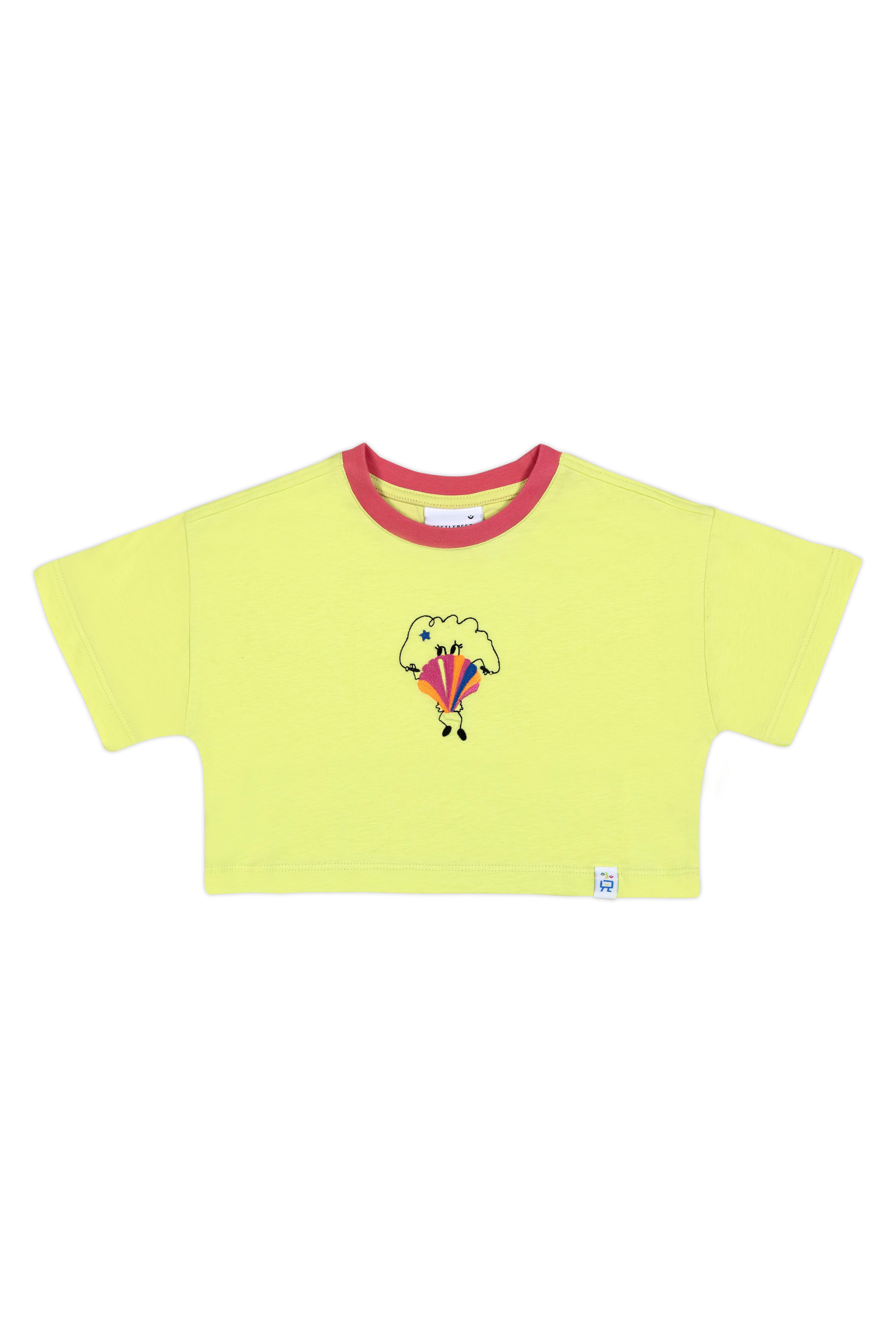 Hey J'oyster Crop T-Shirt_Lime