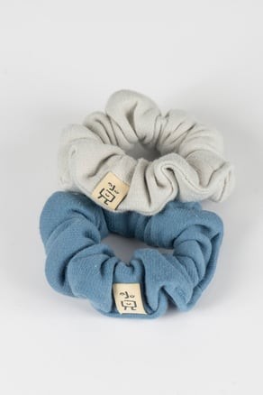 Grey - Blue Scrunchies
