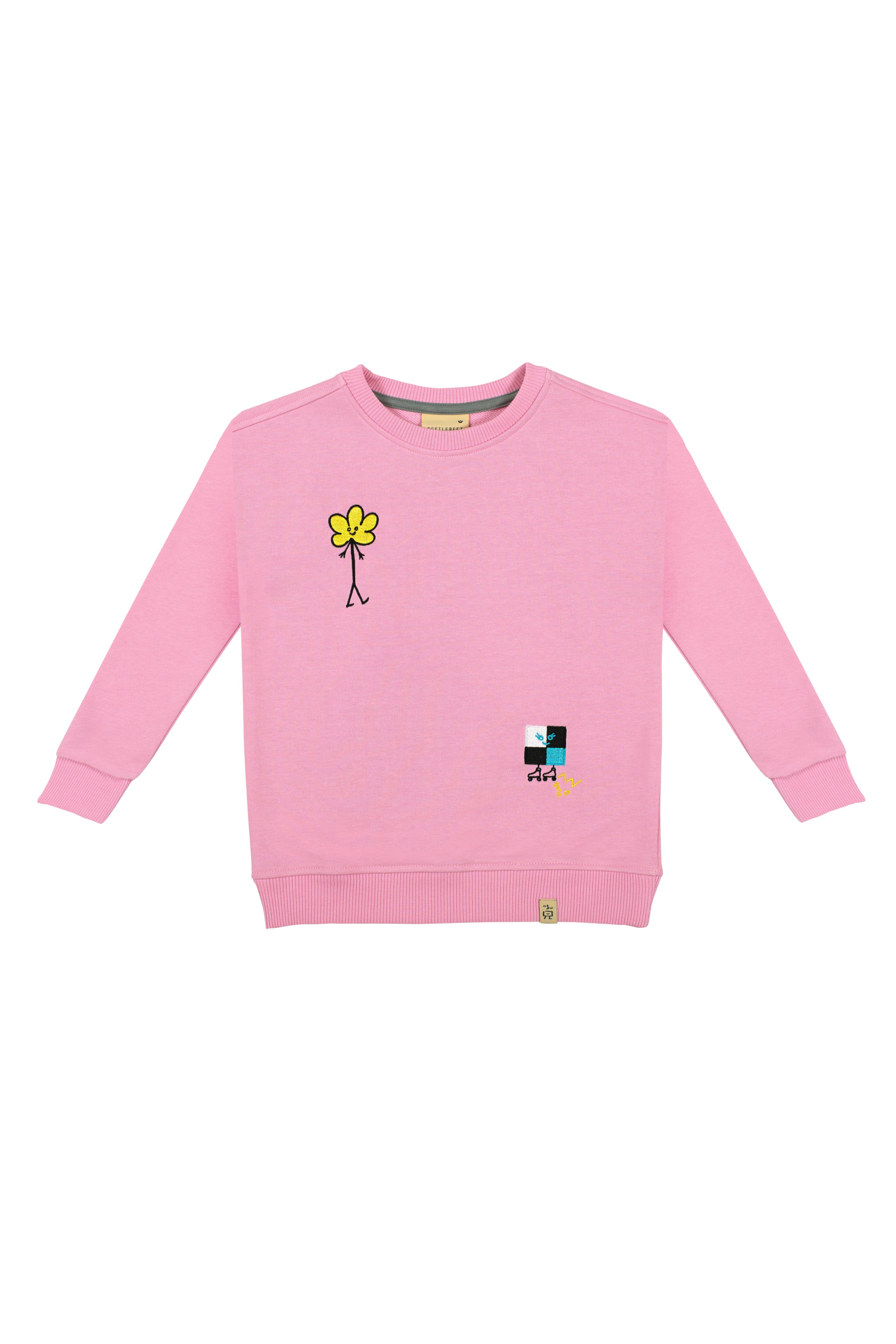 Flower Man With Square Sweatshirt Pair - Pink (Lime Cord)