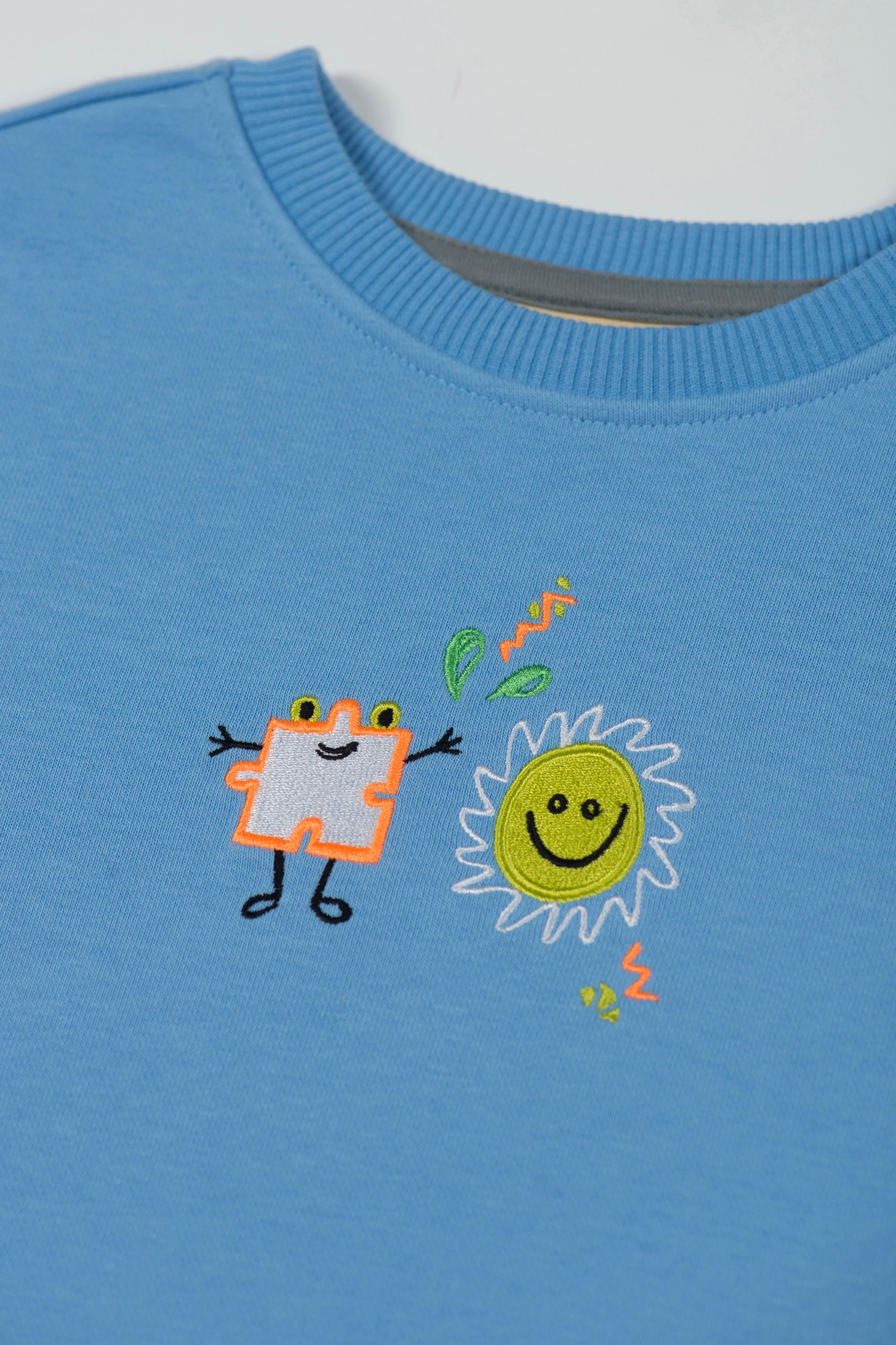 Happy Puzzle Sweatshirt Pair - Blue (Orange Cord)