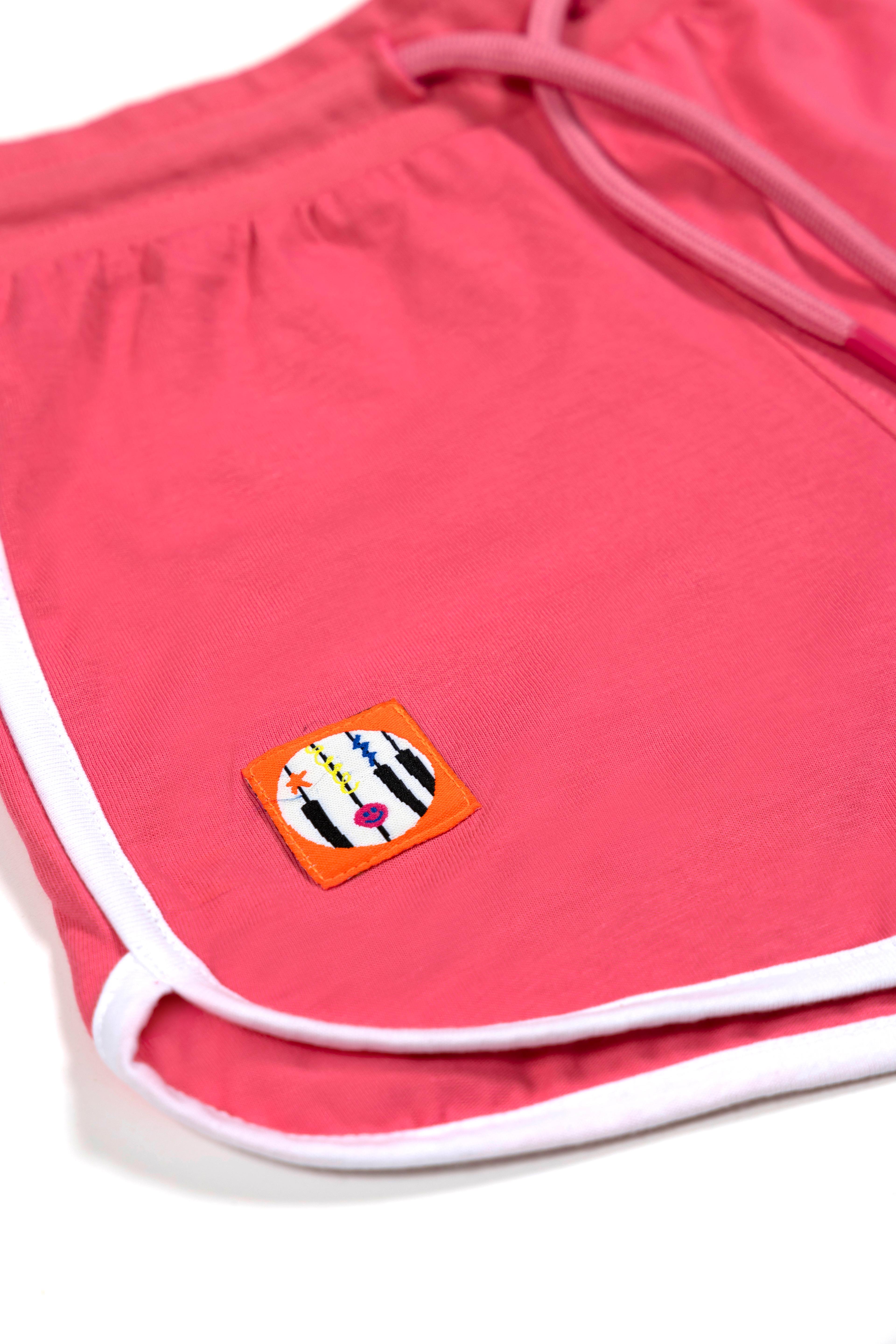 Retro Shorts - Pink with White Trim