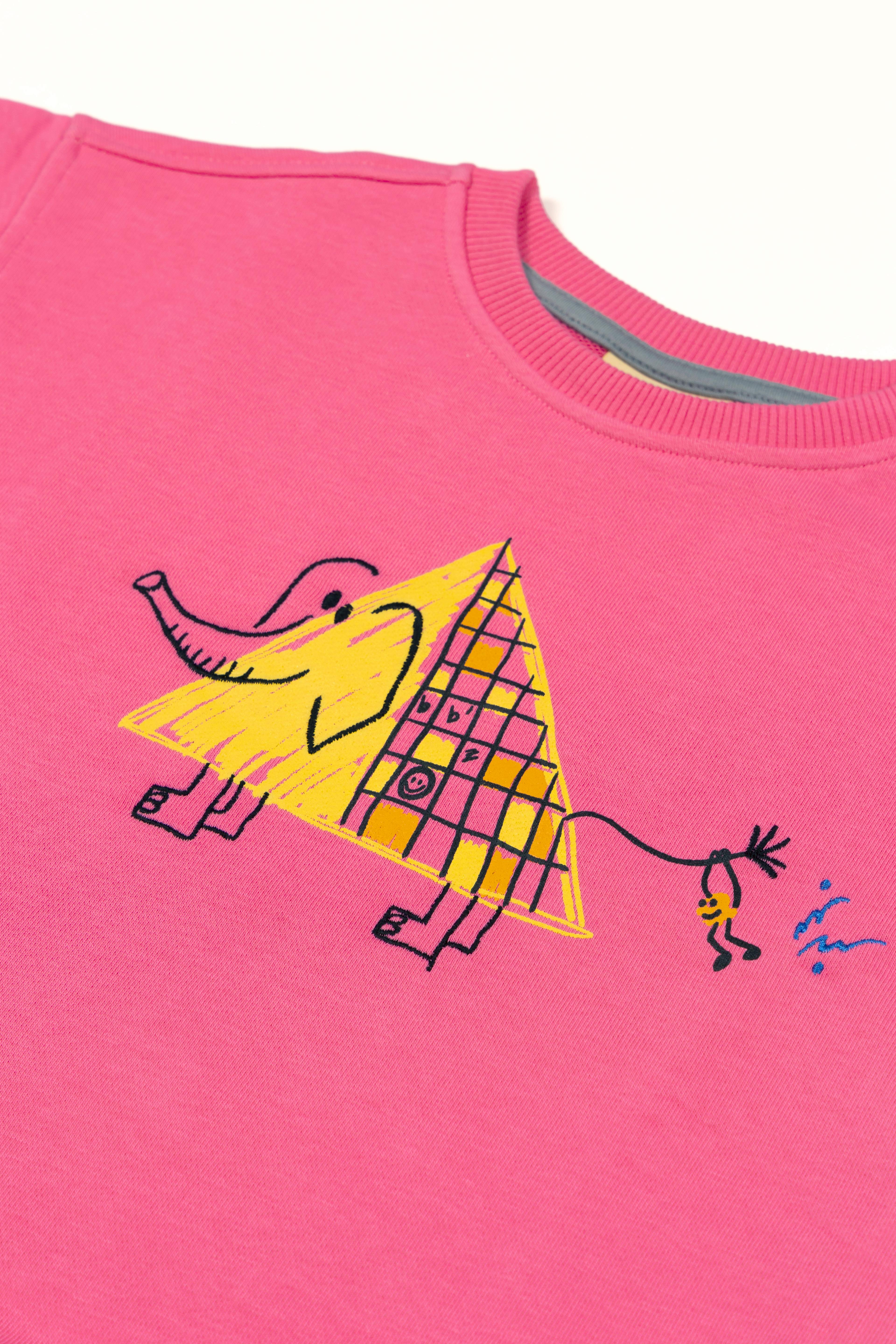 Elephant Ride Sweatshirt - Pink