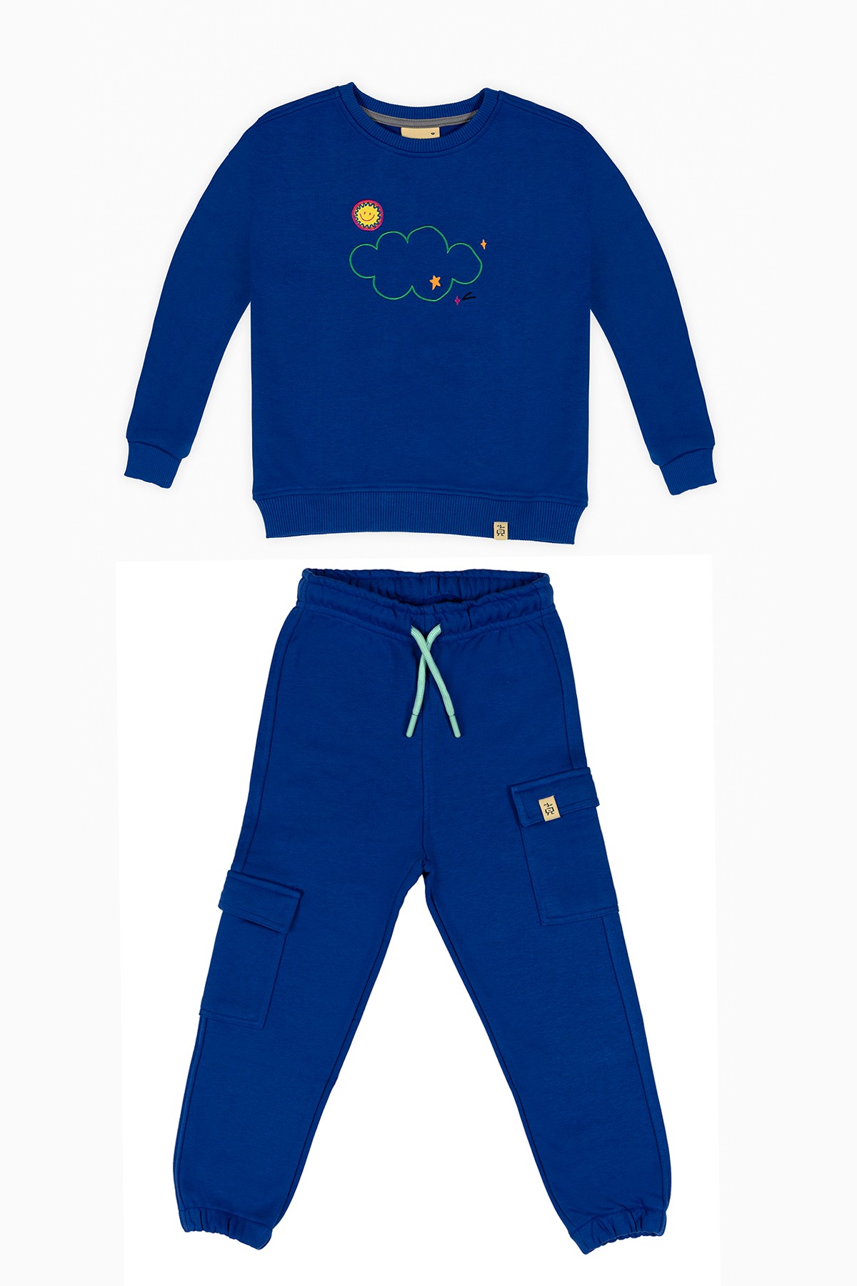 Dreamy Cloud Cargo Jogger Set- Blue