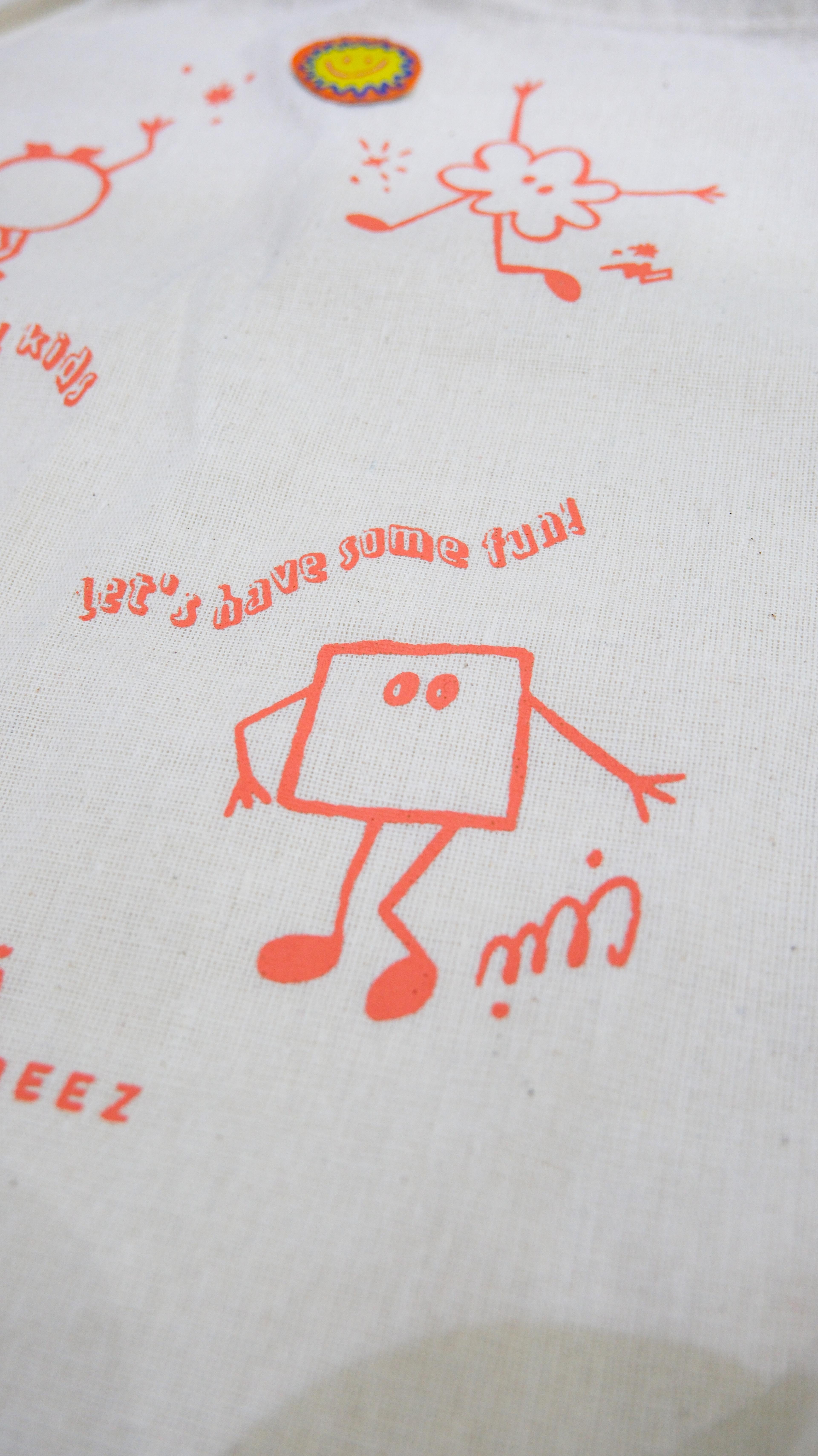 Fun Printed Toy Bag - Red Drawstring