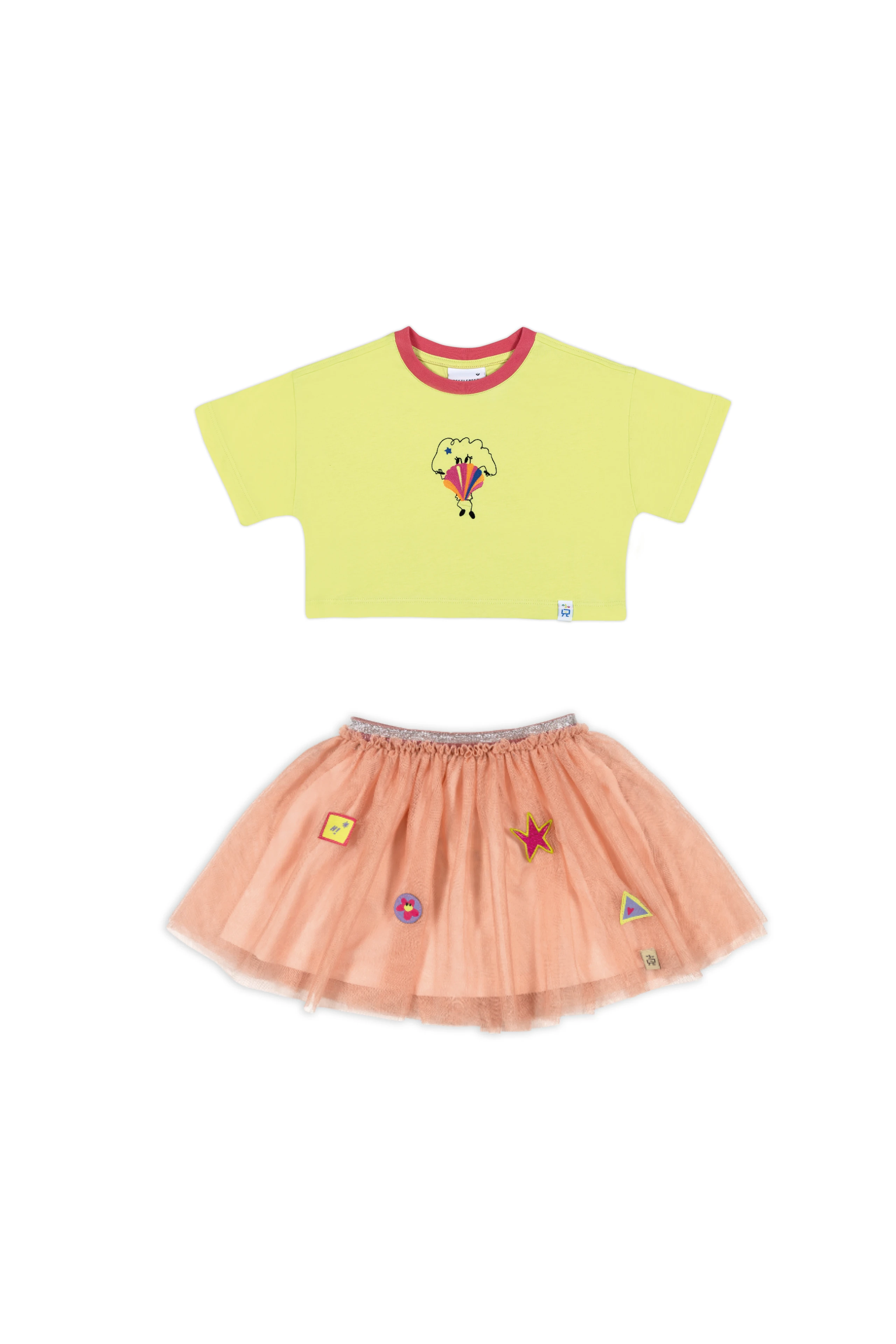 Hey J'oyster Crop T-Shirt ve Pinky Smiles Tül Etek