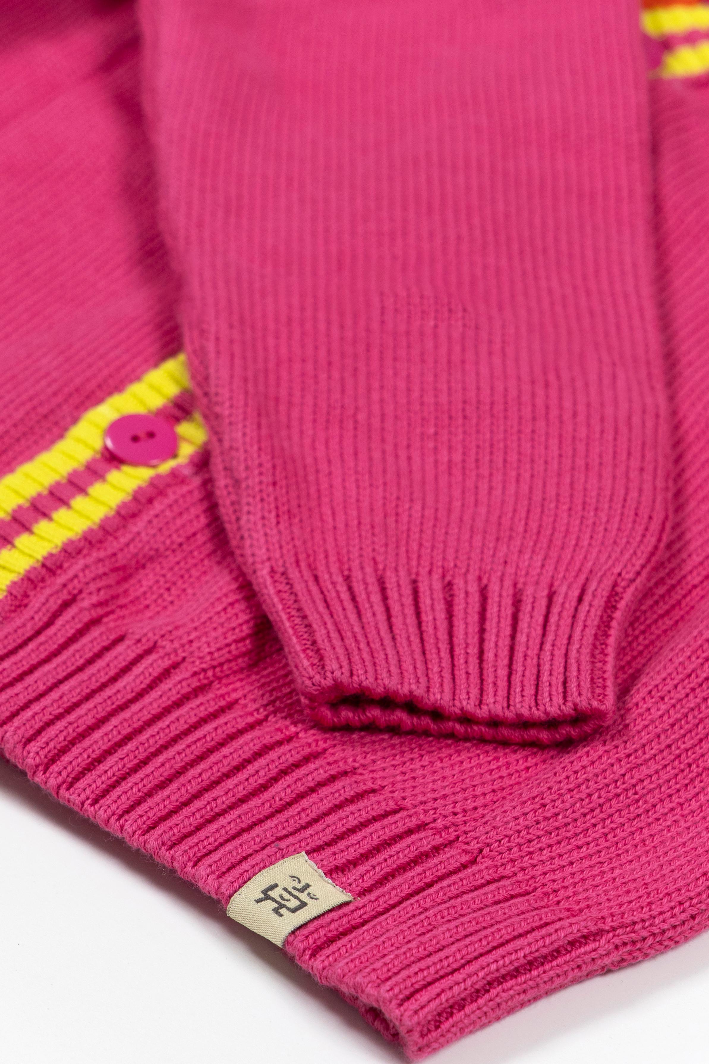 Stripes Triko Ceket - Pembe
