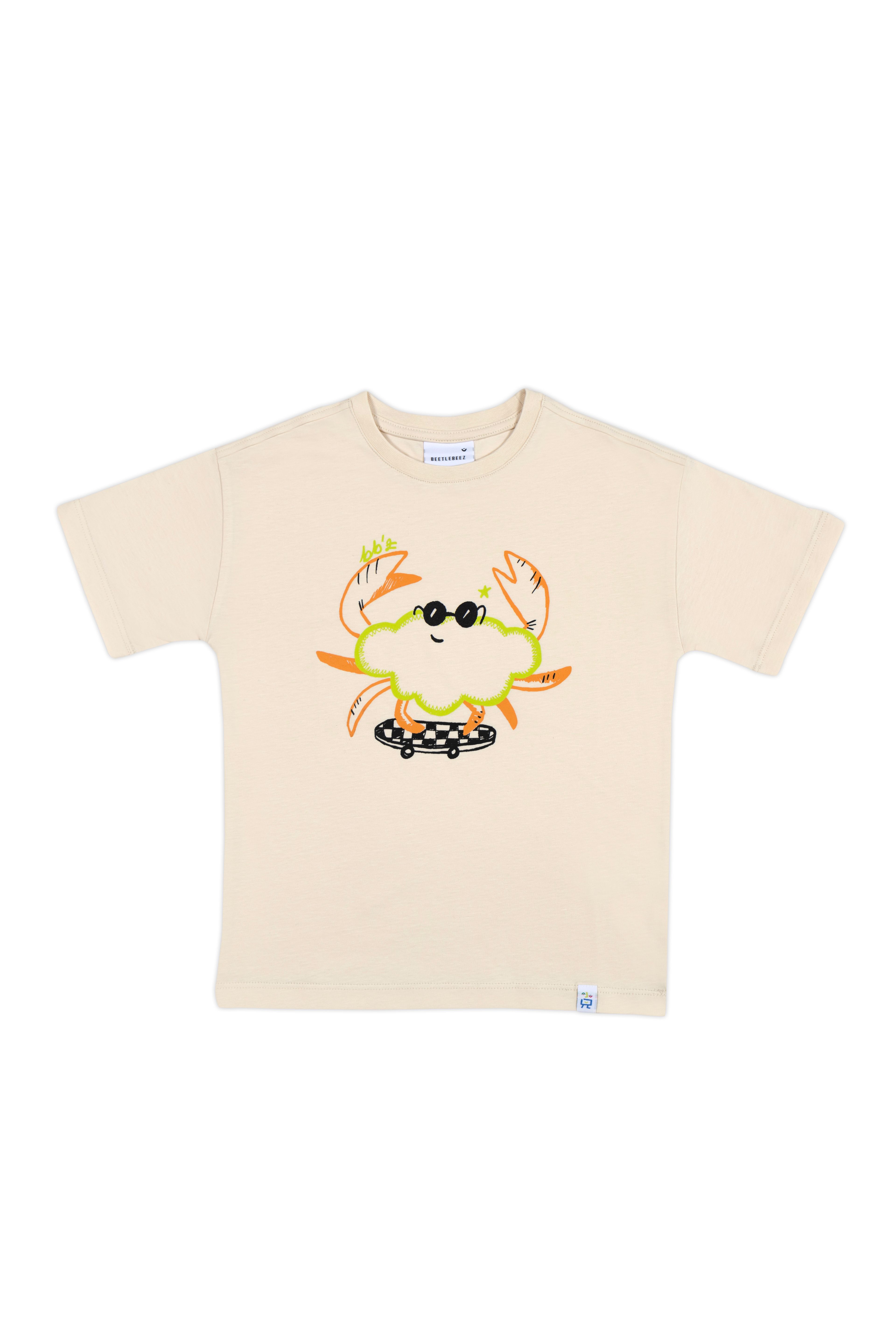 Cool Funny Crab Oversize T-Shirt_Ecru