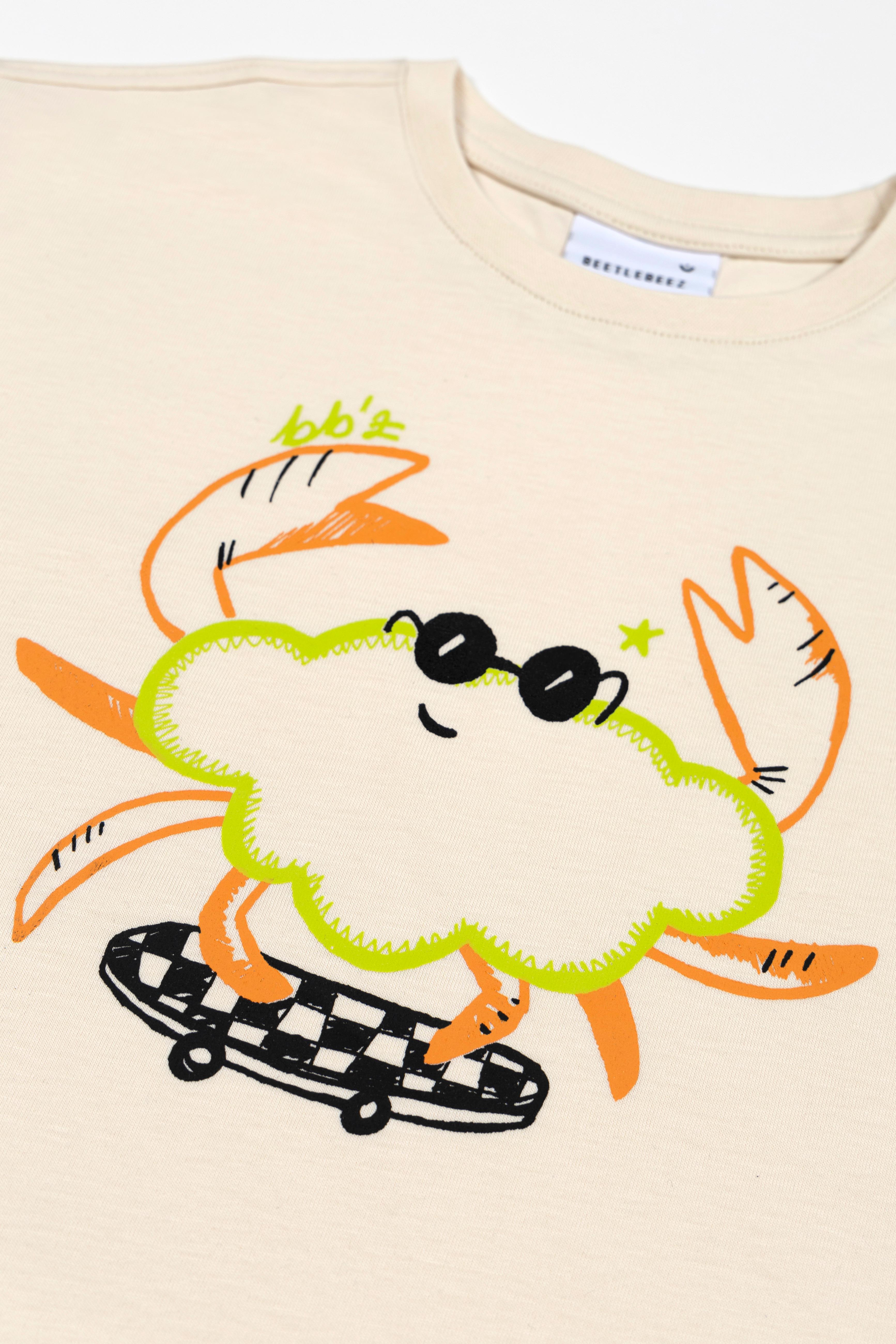 Cool Funny Crab Oversize T-Shirt_Ecru