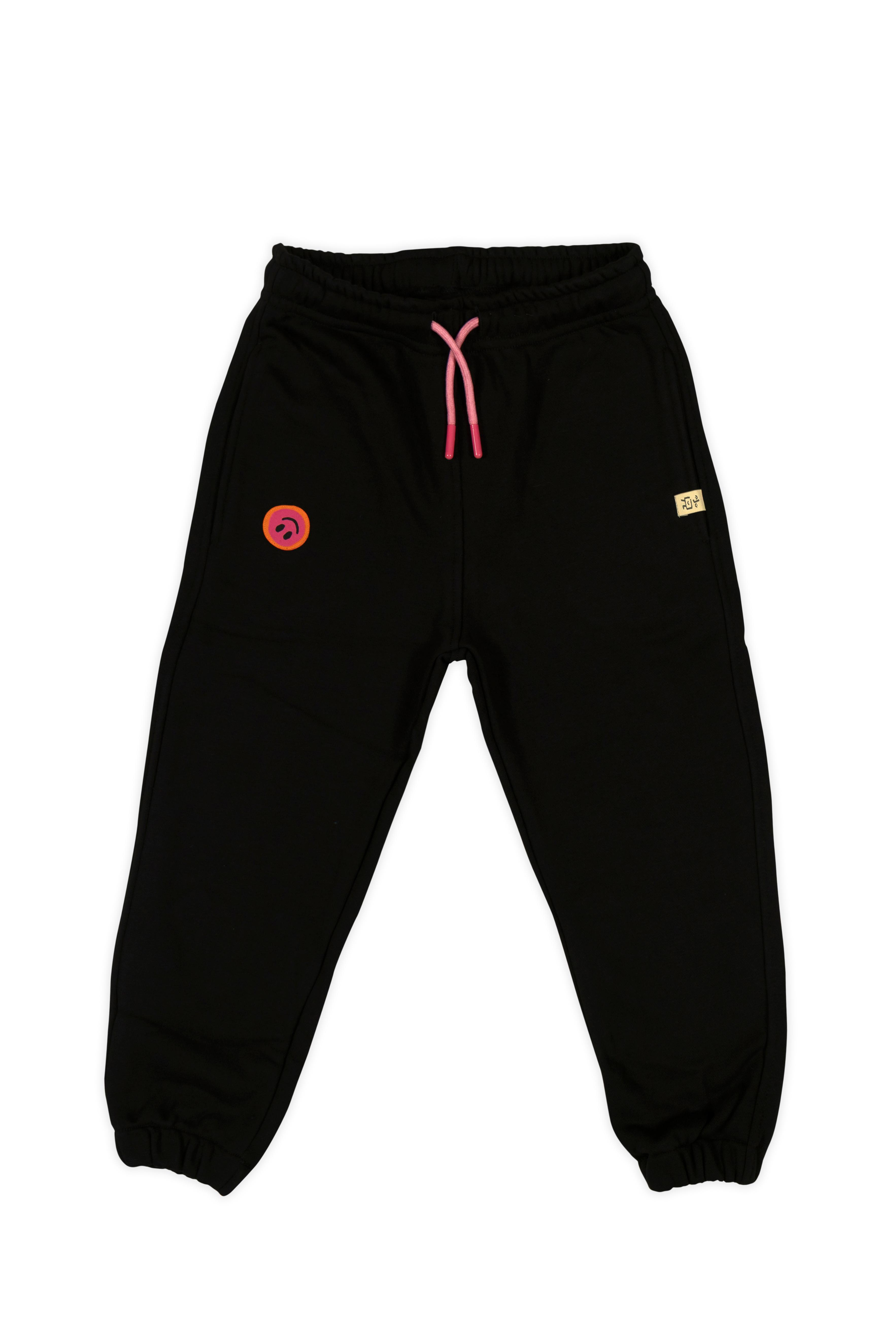 Funny Pink Monster Jogger Eşofman Altı - Siyah (Pembe Kordonlu)
