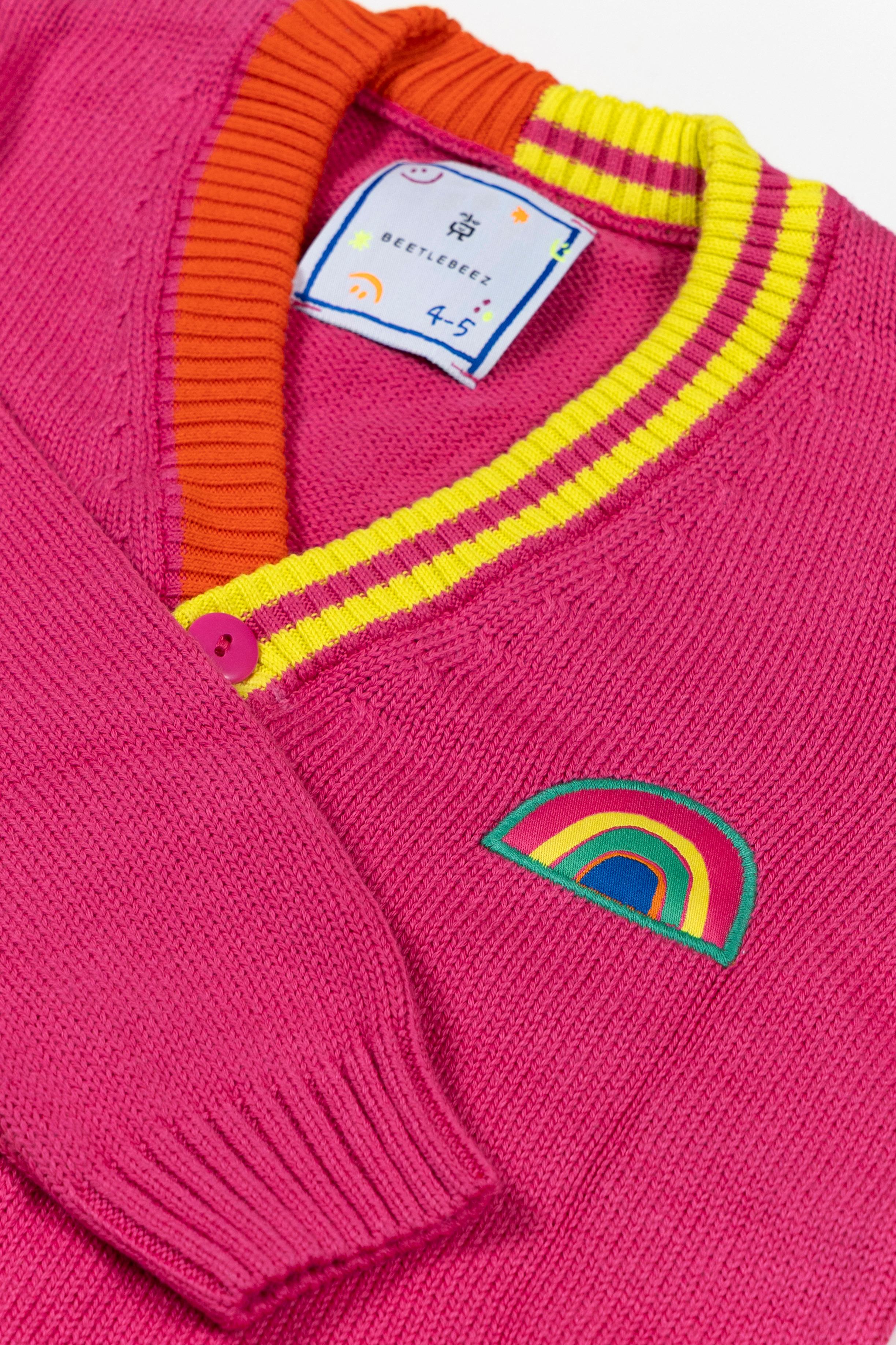 Stripes Triko Ceket - Pembe