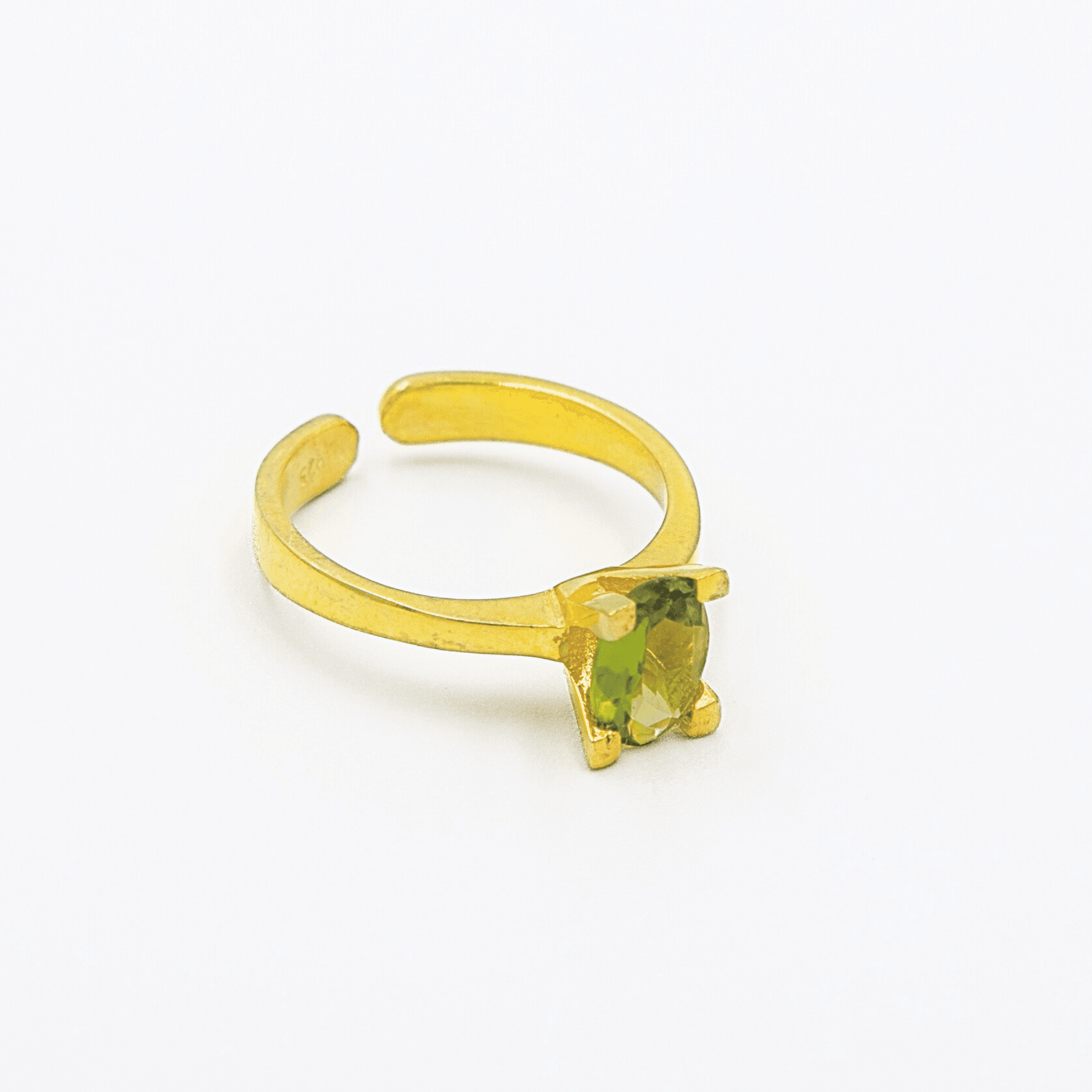 Peridot Taşı Gümüş Yüzük, Ayarlanabilir Doğal Taşlı Yüzük