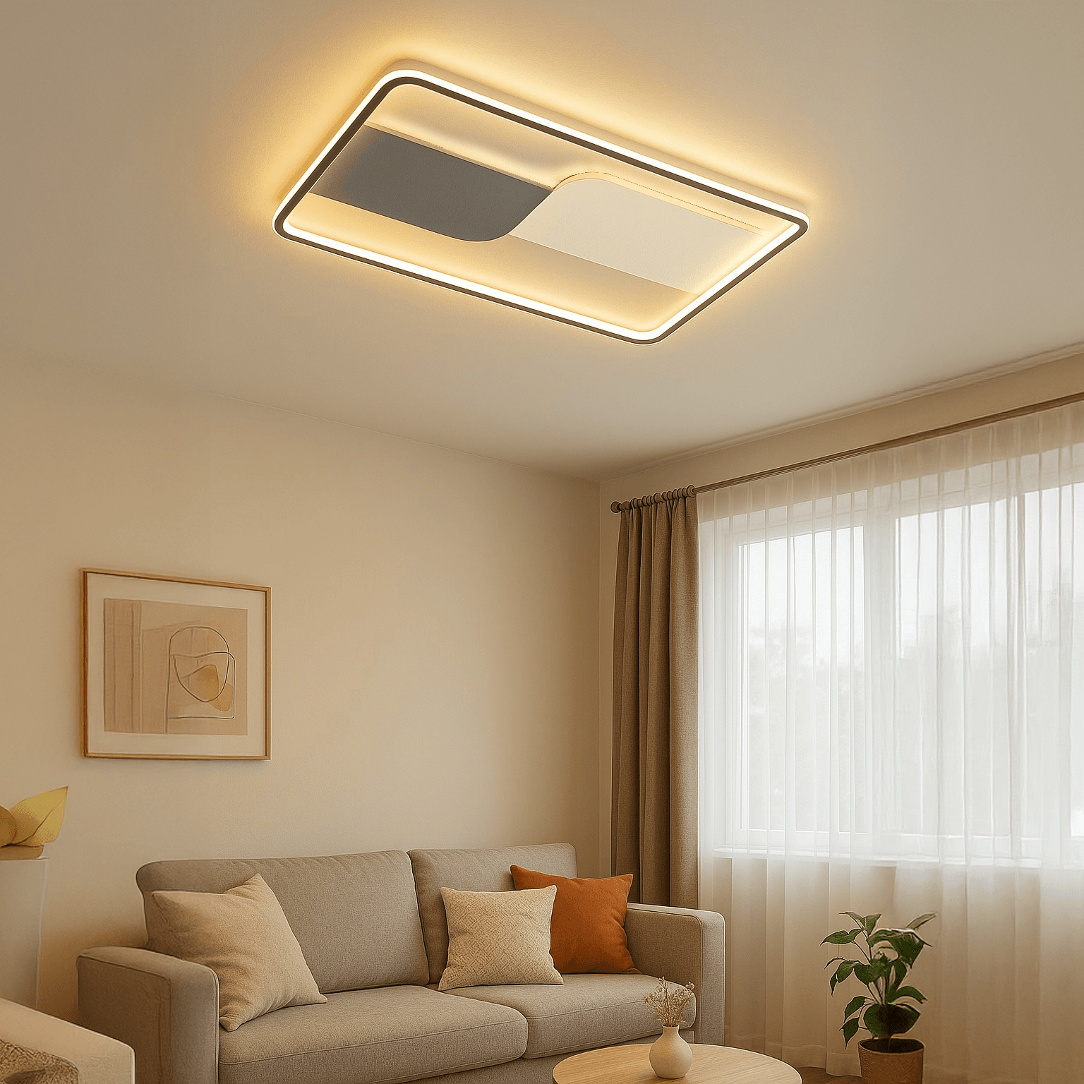 Galaxy Dikdörtgen Modern Dekoratif Plafonyer Led Avize 3 Renk - Siyah