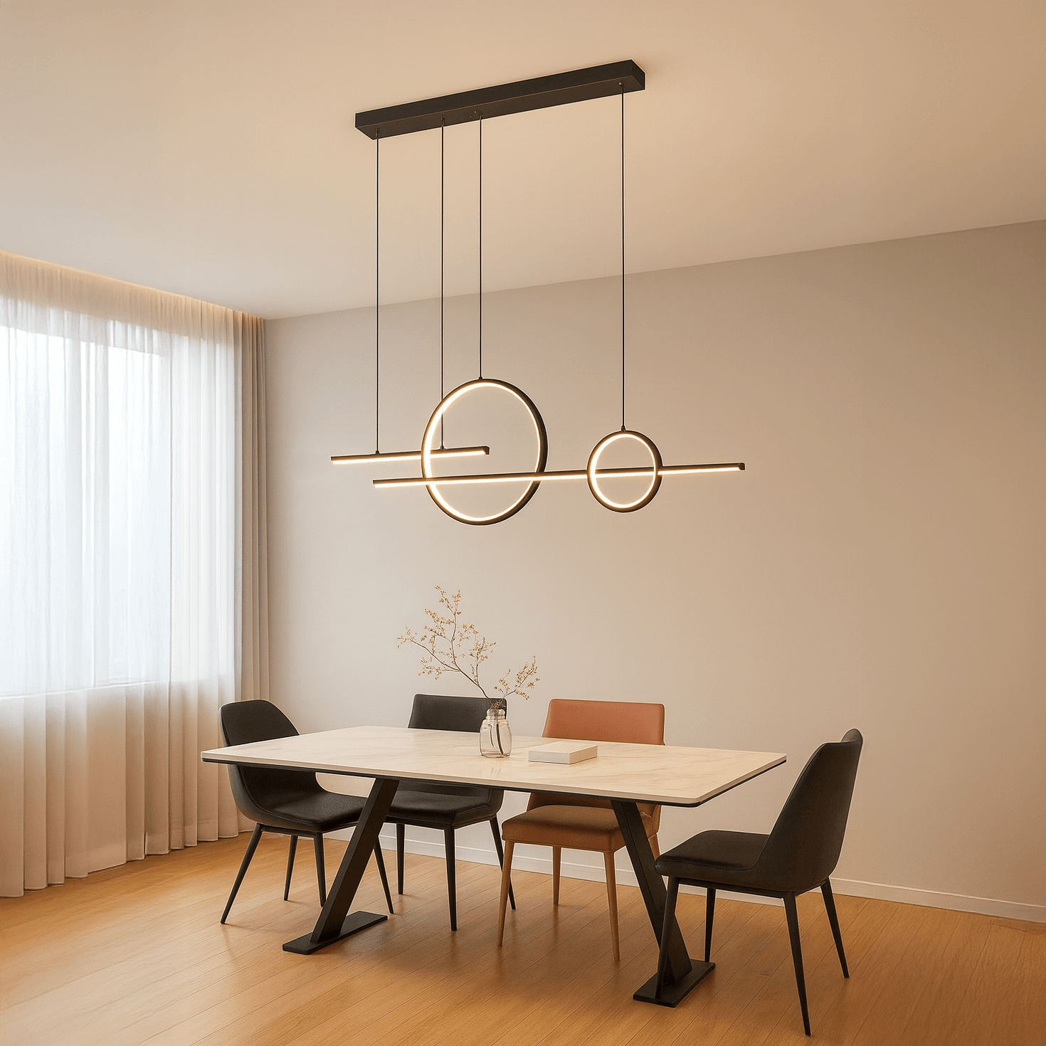 Yörünge 120 cm Sarkıt Led Avize - Siyah