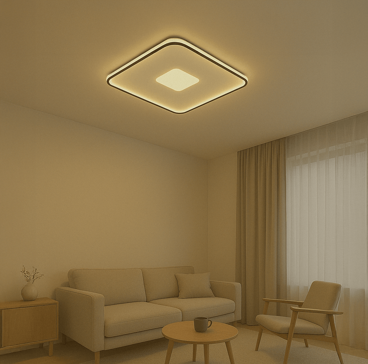 Modern Dekoratif Kare Plafonyer Led Avize 3 Renk - Siyah
