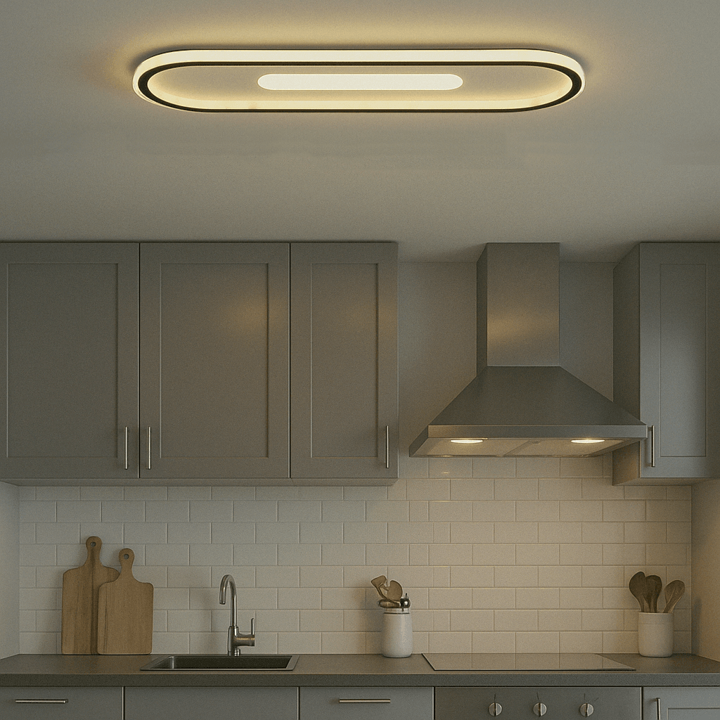 Modern Dekoratif Oval Plafonyer Led Avize 3 Renk - Siyah