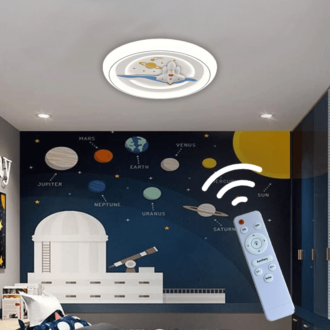 Uzay Temalı 3 Renk Kumandalı Led Çocuk Odası Avizesi