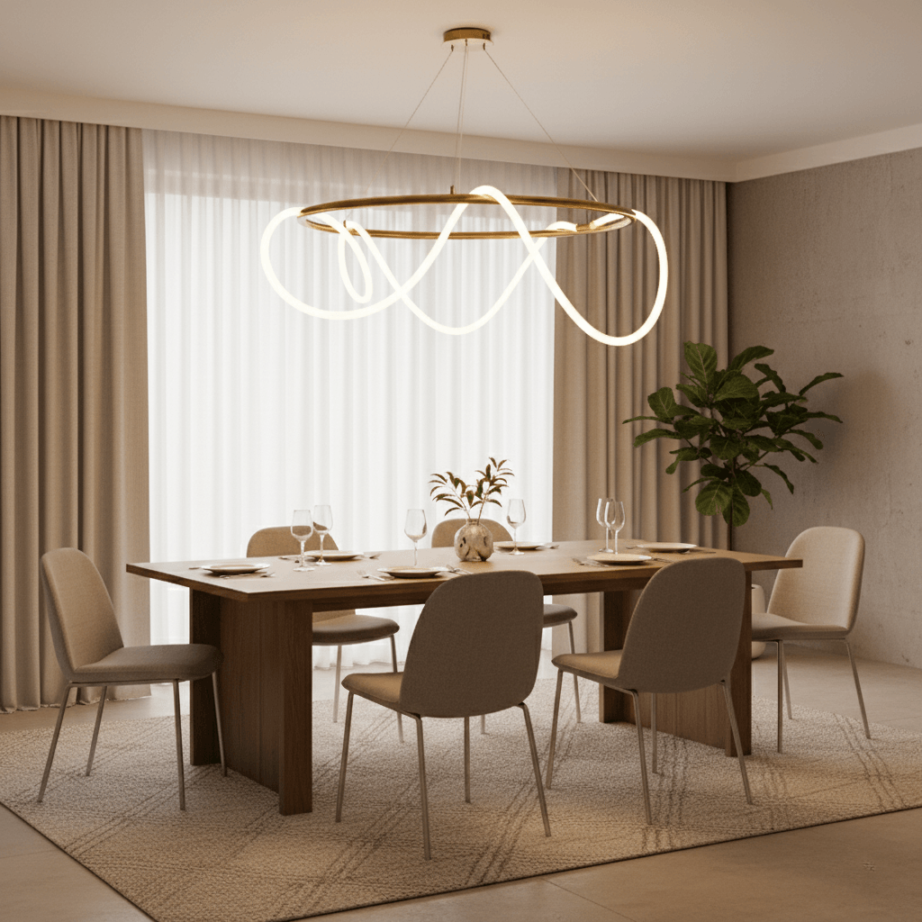 Işık Dalgası Yuvarlak Sarkıt Led Avize