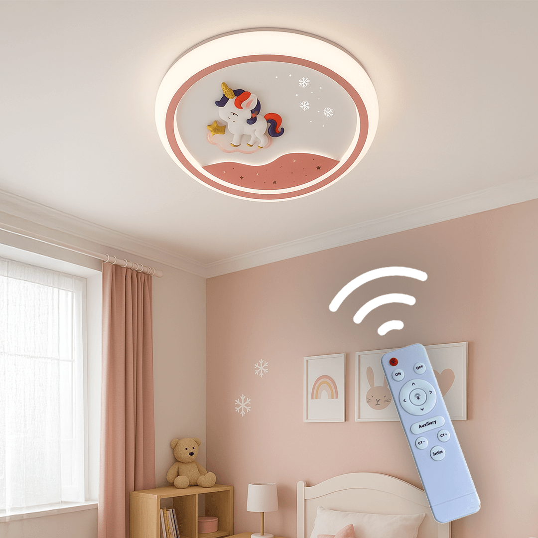 Kız Çocuğu 3 Renk Kumandalı Led Çocuk Odası Avizesi(ACR-31-K PLAFONYER )
