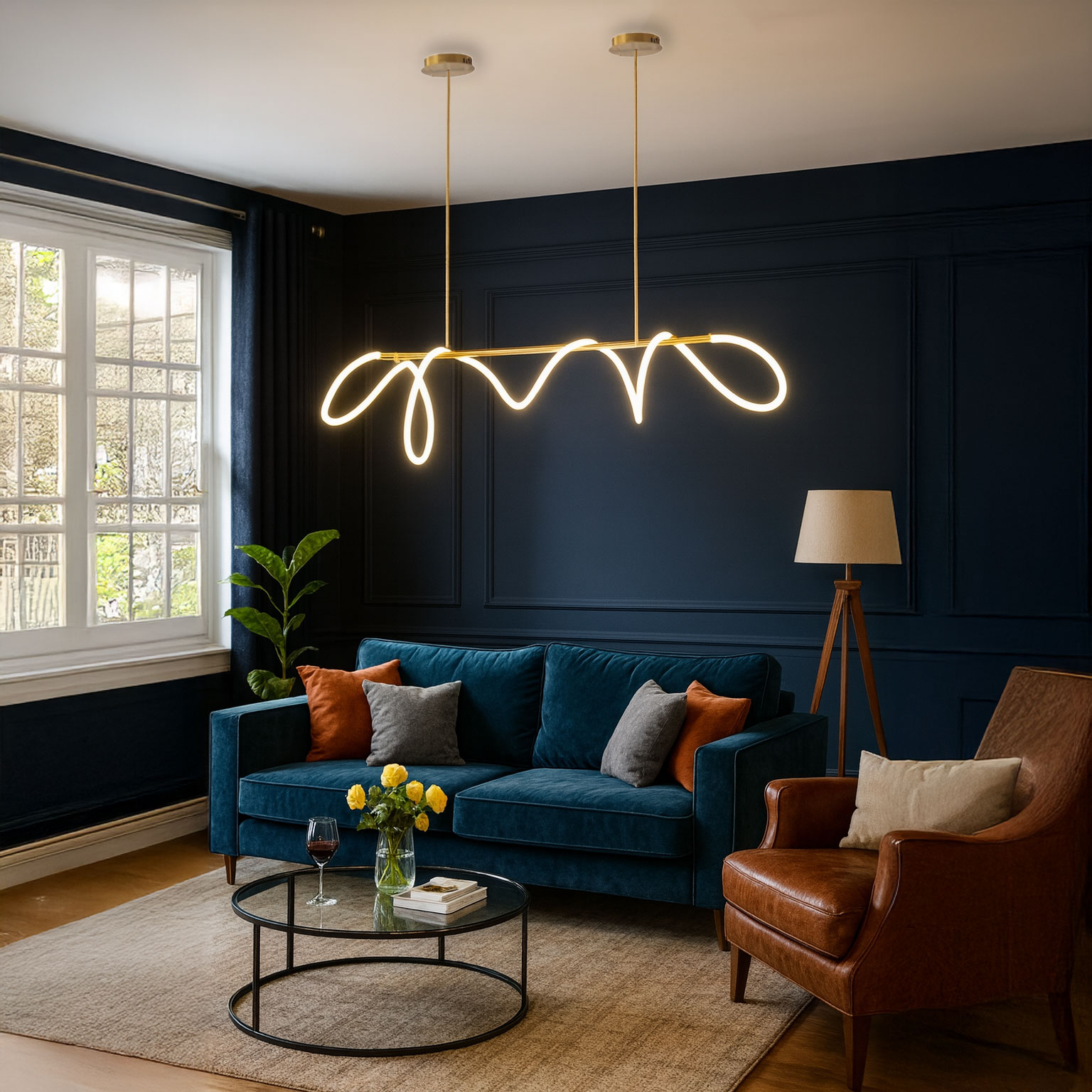 Işık Dalgası Düz Sarkıt Led Avize