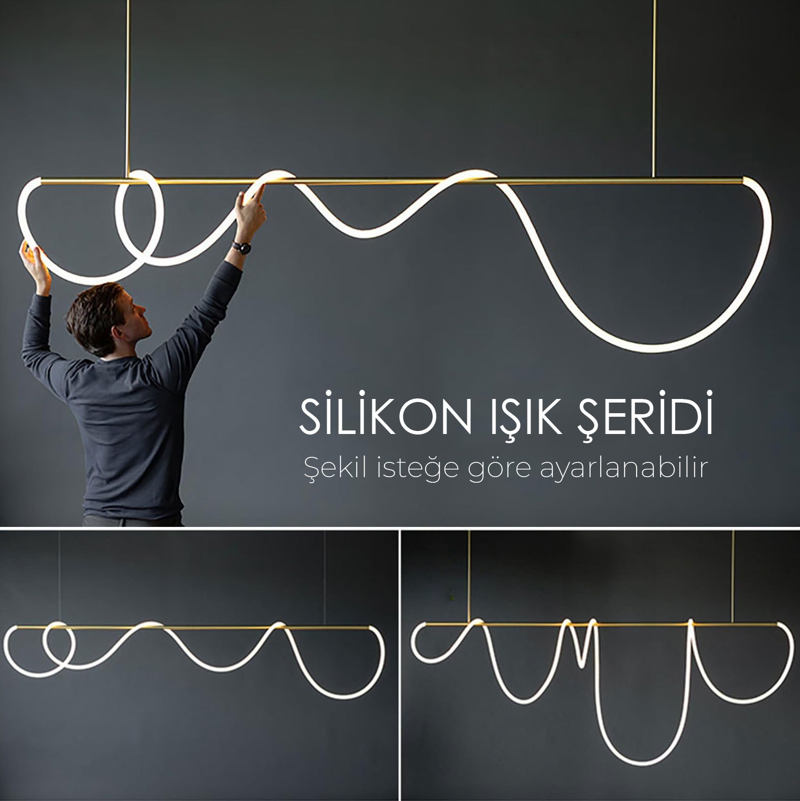 Işık Dalgası Düz Sarkıt Led Avize