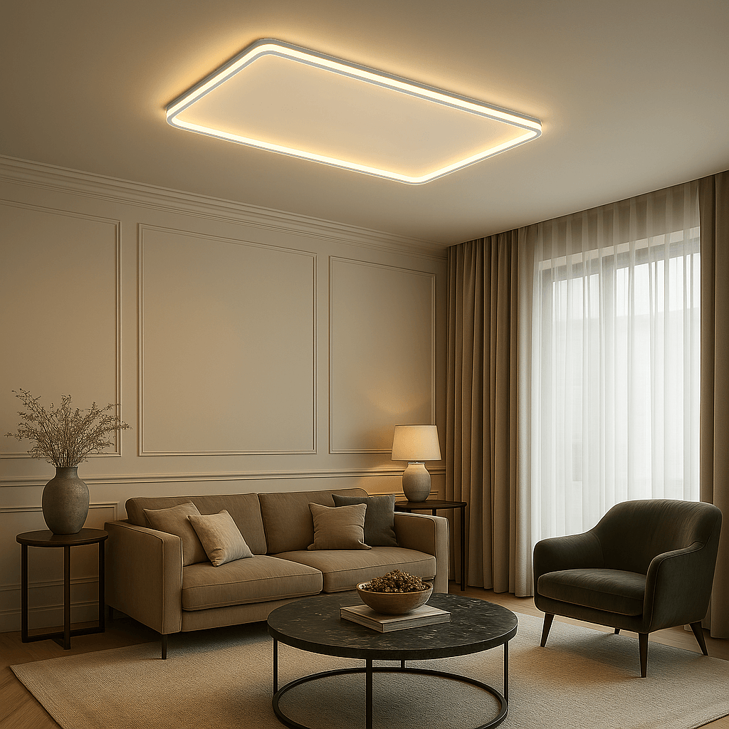 Easy Modern Dekoratif Dikdörtgen Plafonyer Led Avize 3 Renk - Beyaz