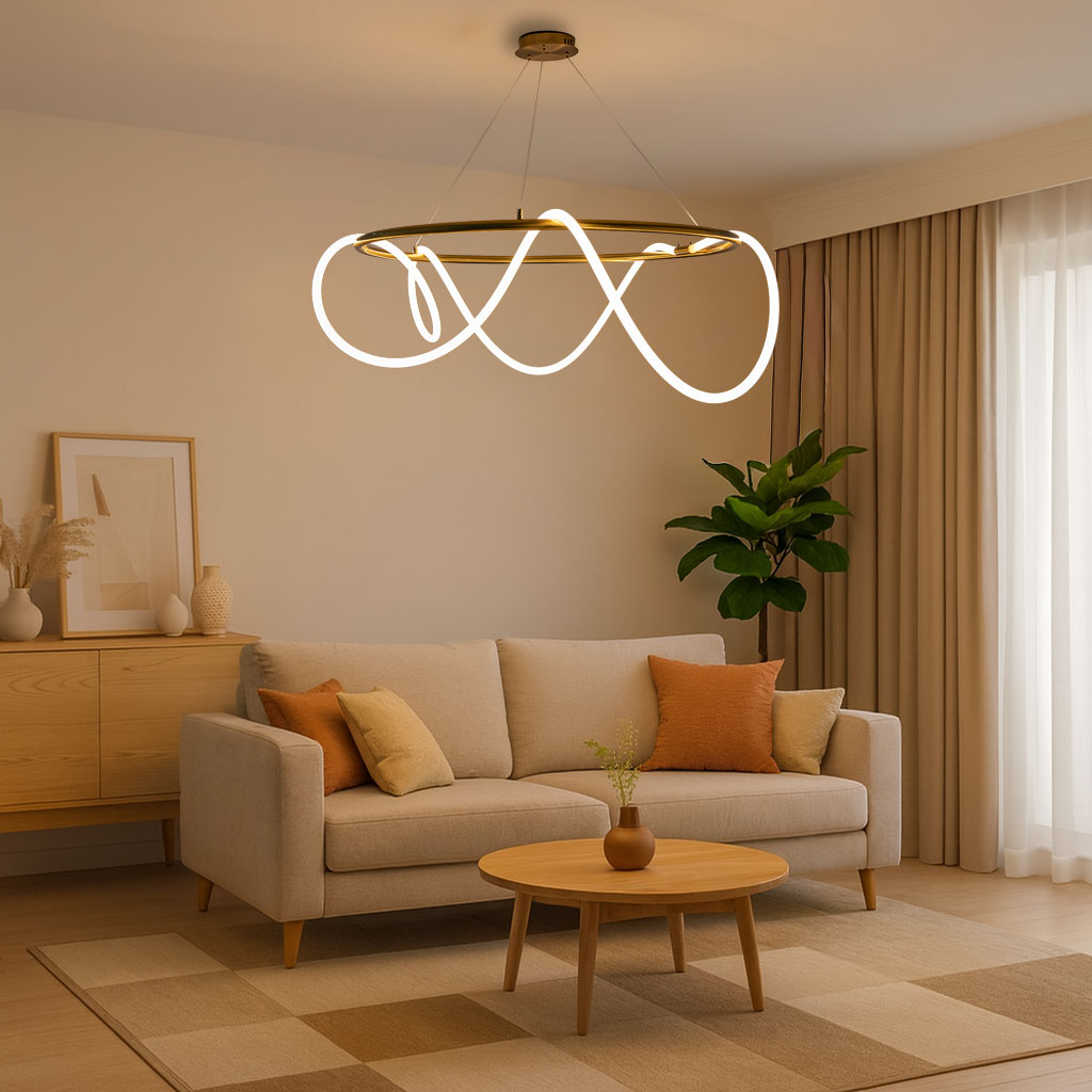 Işık Dalgası Yuvarlak Sarkıt Led Avize