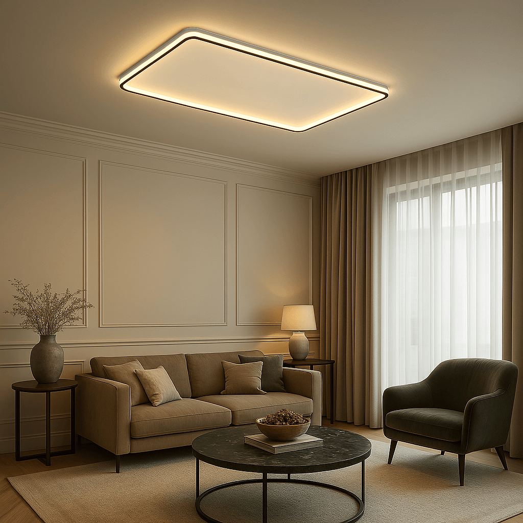 Easy Modern Dekoratif Dikdörtgen Plafonyer Led Avize 3 Renk - Siyah