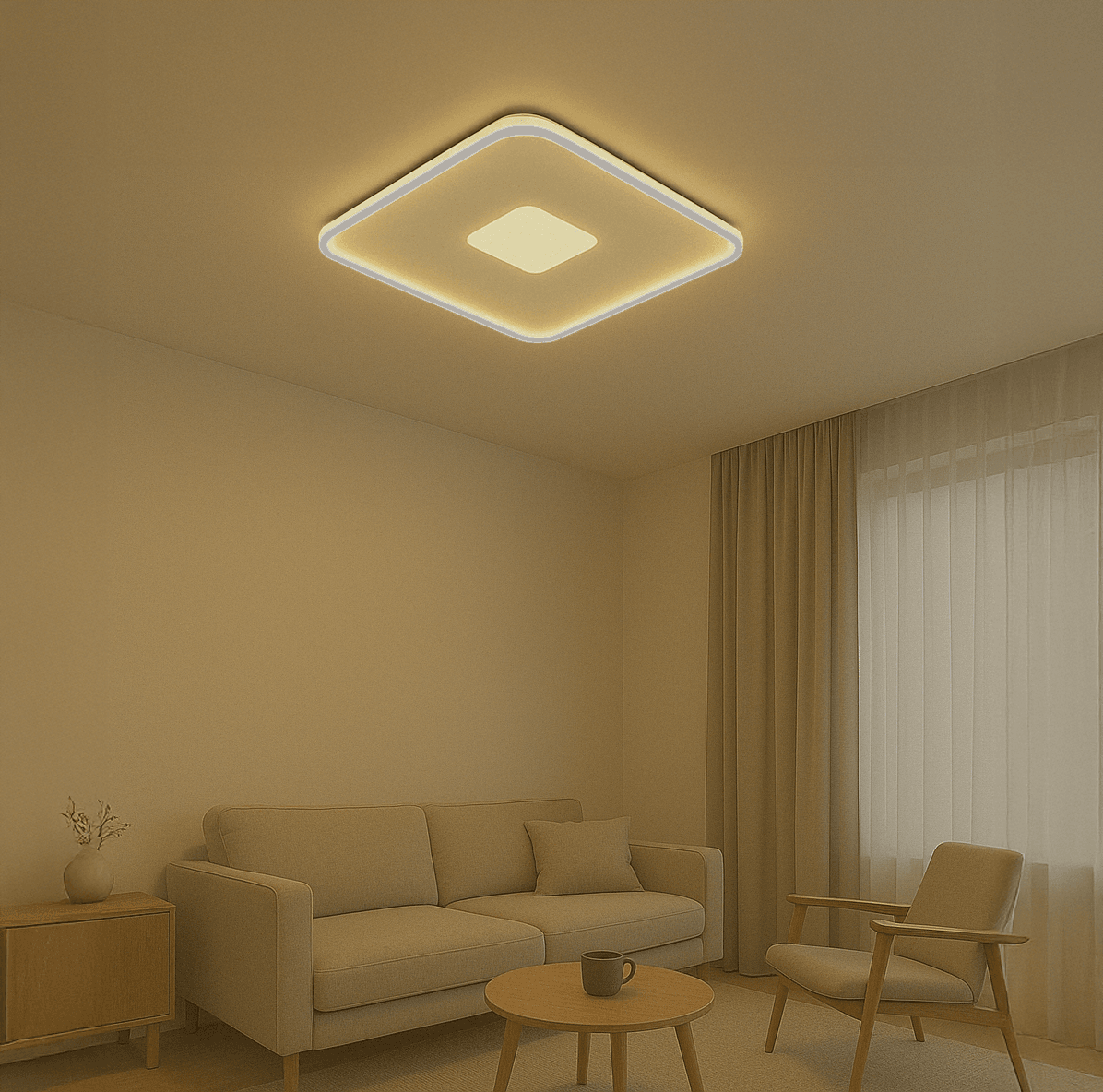 Modern Dekoratif Kare Plafonyer Led Avize 3 Renk - Beyaz