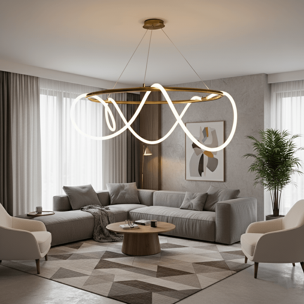 Işık Dalgası Yuvarlak Sarkıt Led Avize