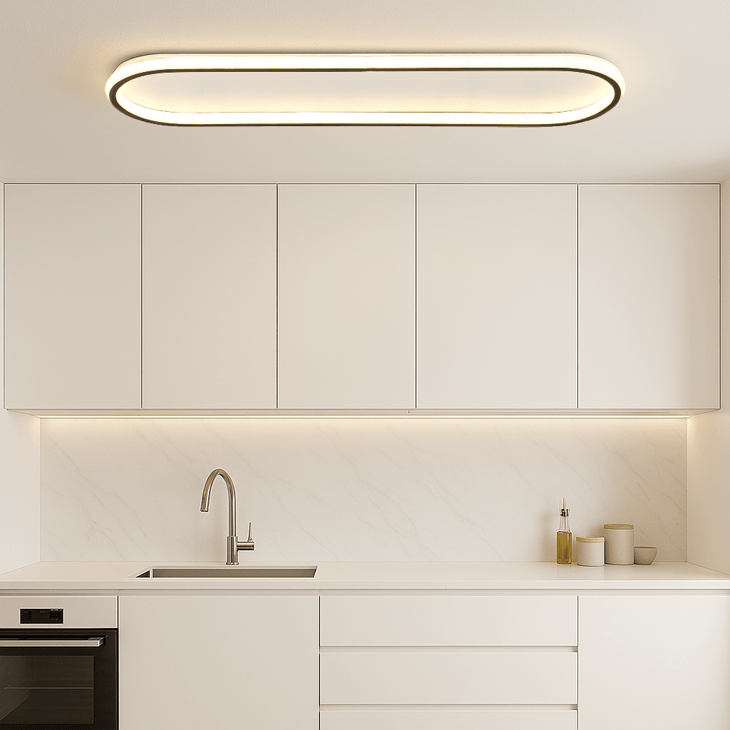 Easy Modern Dekoratif Oval Plafonyer Led Avize 3 Renk - Siyah
