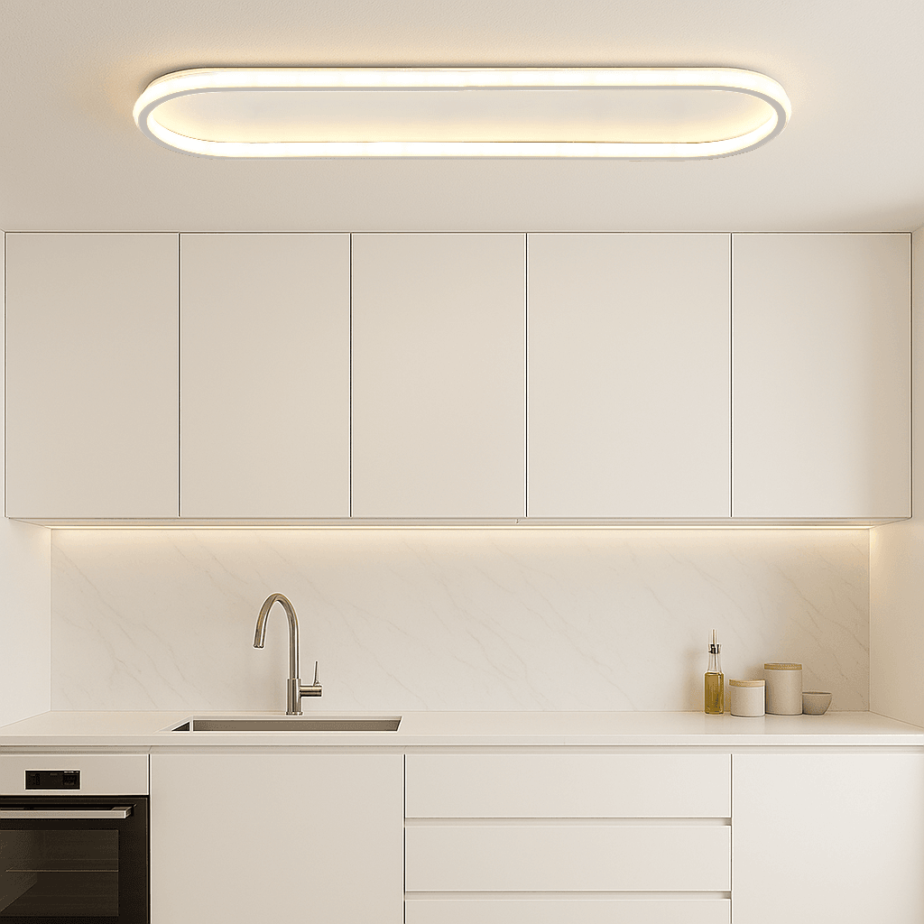 Easy Modern Dekoratif Oval Plafonyer Led Avize 3 Renk - Beyaz