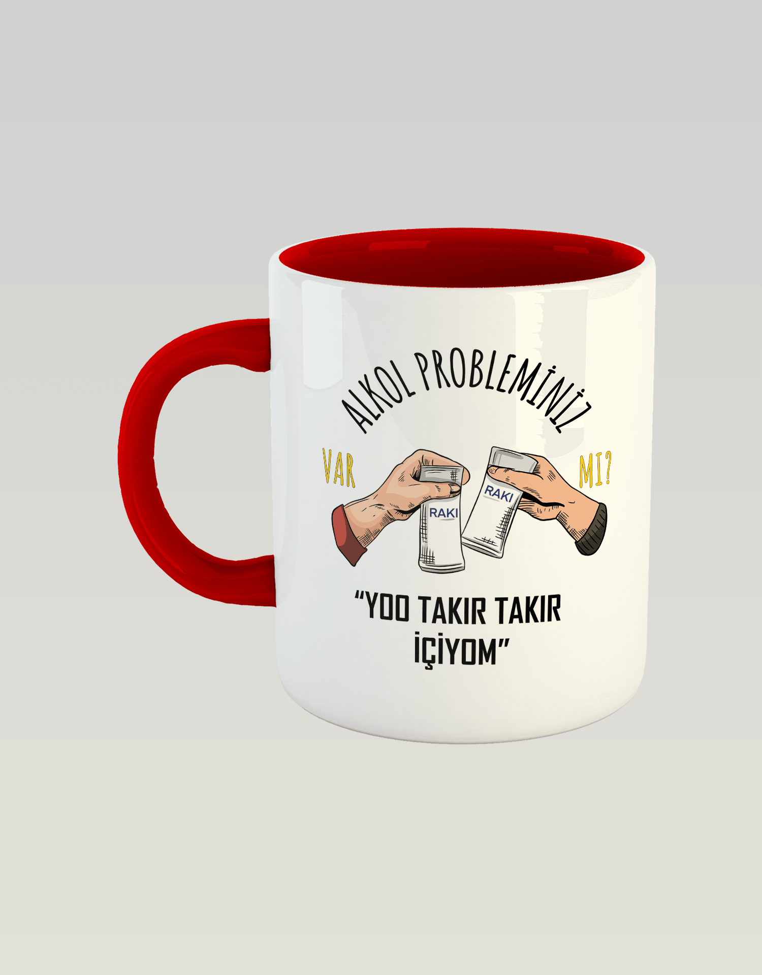 Alkol Probleminiz Var Mı? Yoo Takır Takır İçiyom Rakılı Versiyon (Porselen Kupa)