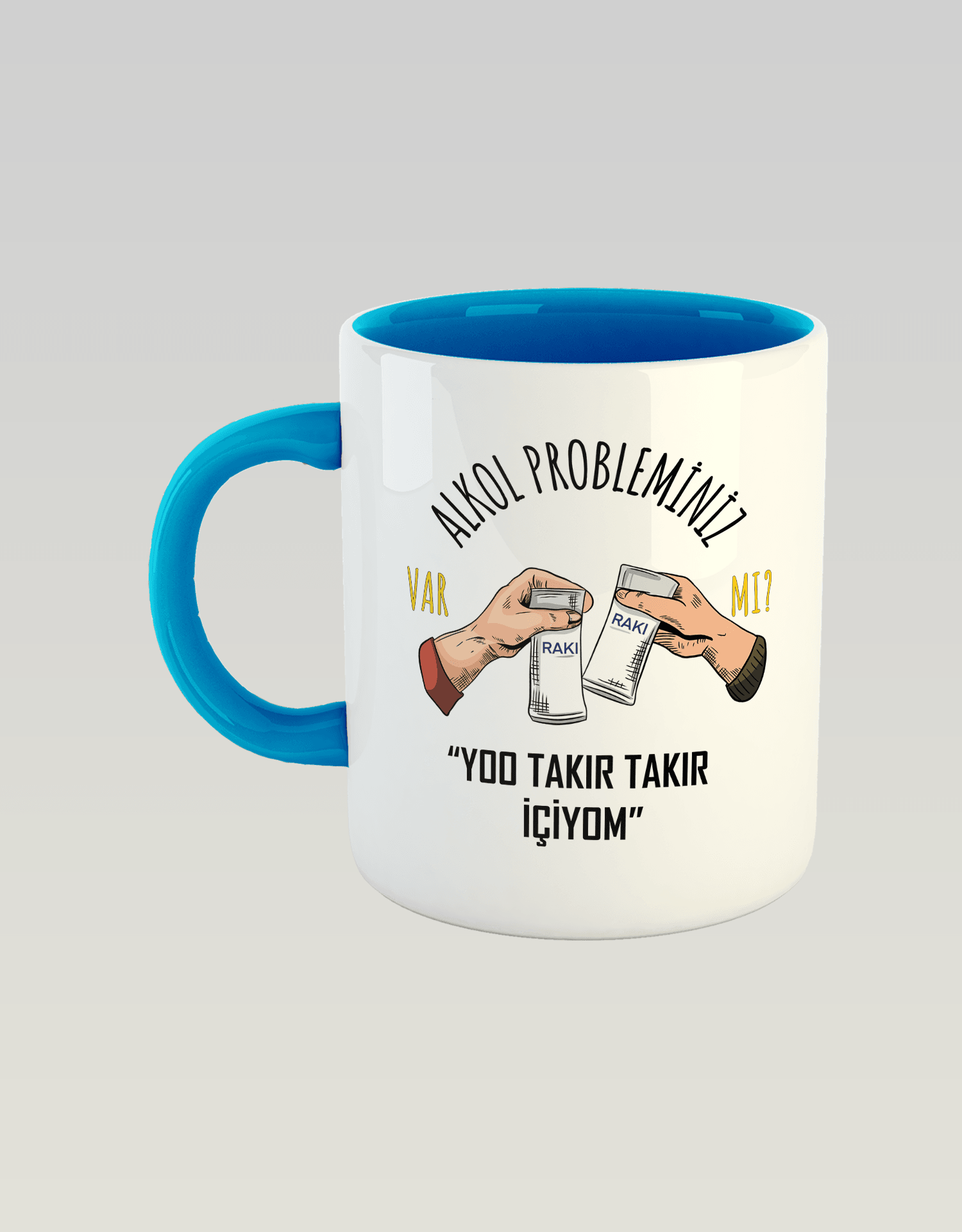 Alkol Probleminiz Var Mı? Yoo Takır Takır İçiyom Rakılı Versiyon (Porselen Kupa)