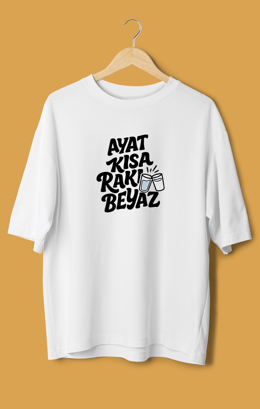 Ayat Kısa Rakı Beyaz (Orijinal Oversize Tişört)