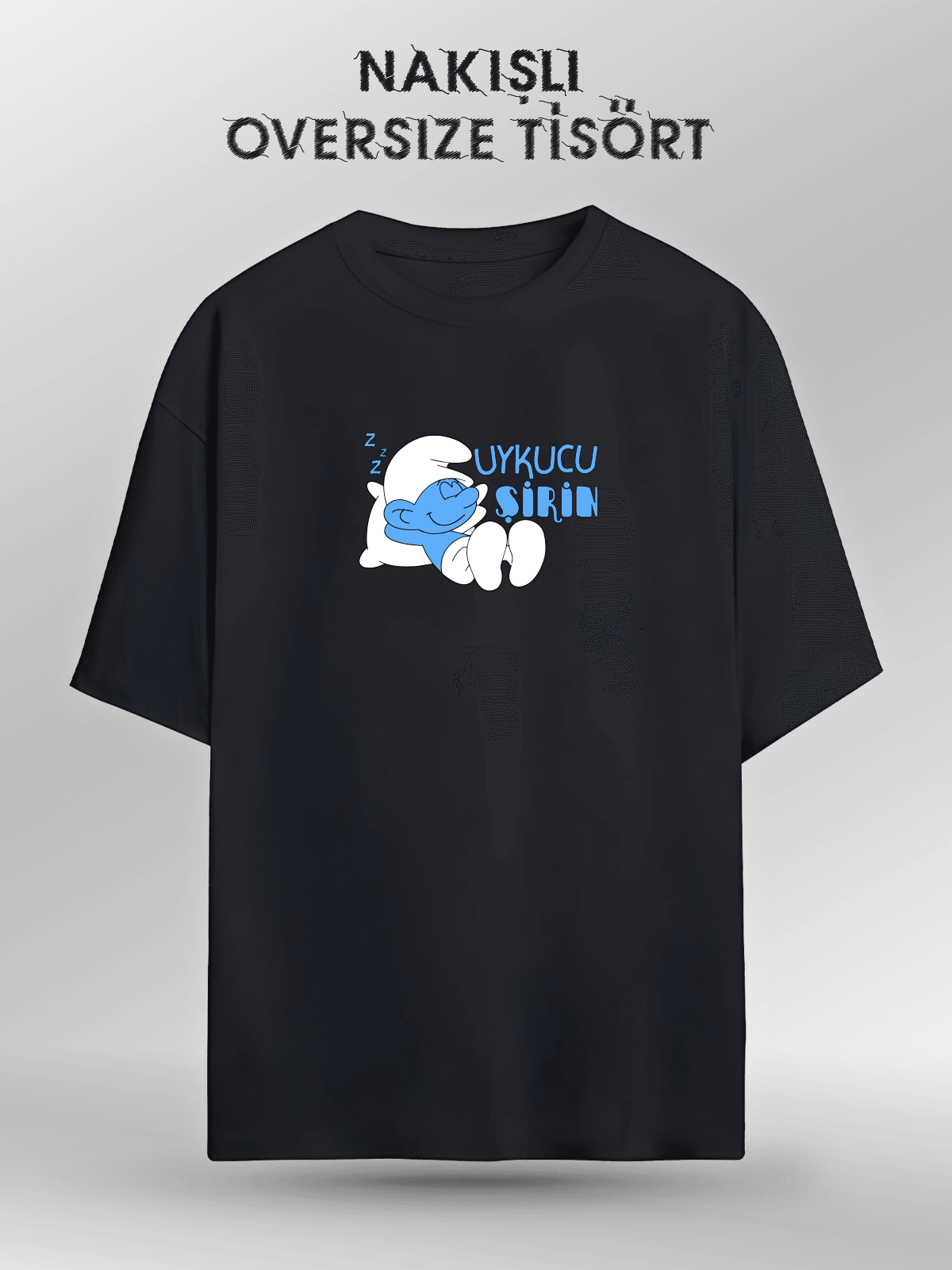 Uykucu Şirin (Orijinal Oversize Nakışlı Tişört)