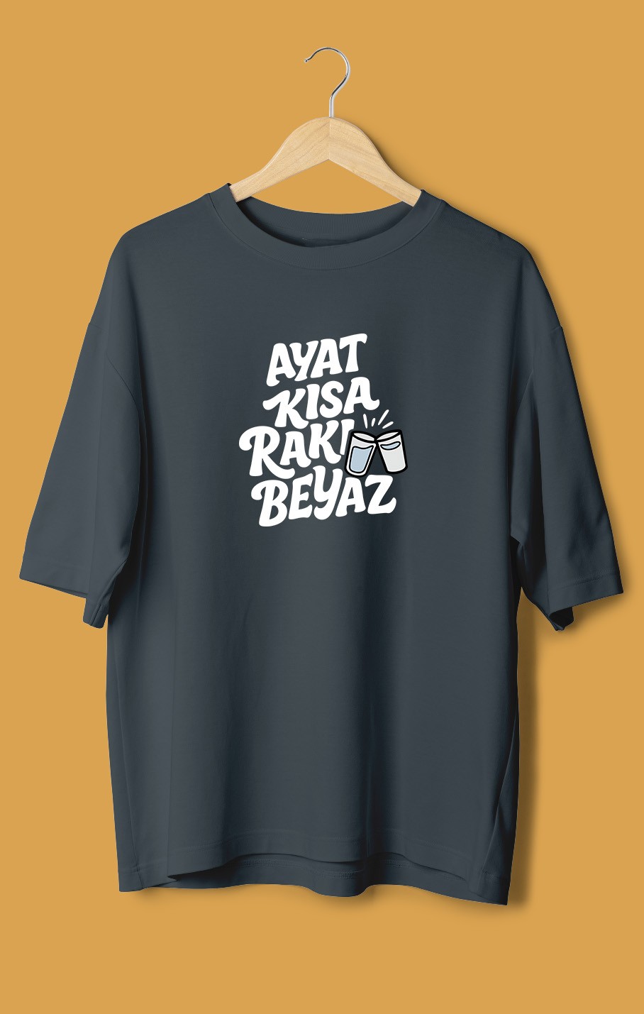 Ayat Kısa Rakı Beyaz (Orijinal Oversize Tişört)