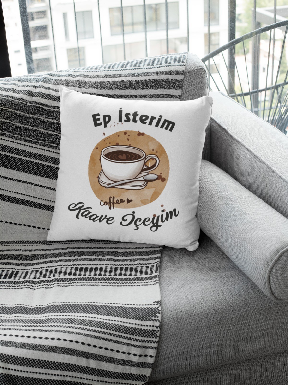 Ep İsterim Kaave İçeyim (Kare Yastık)
